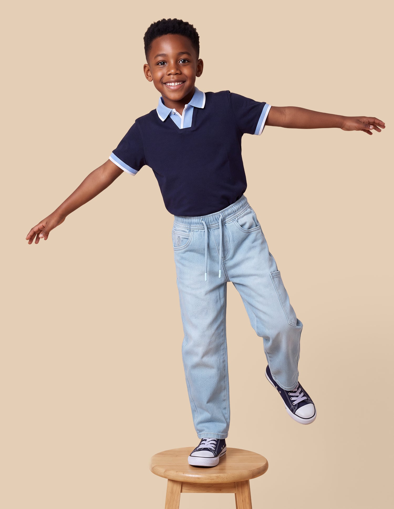 Shawn Baggy Fit Blue Cargo Jeans Light Blue - U.S. Polo Assn. India | Large