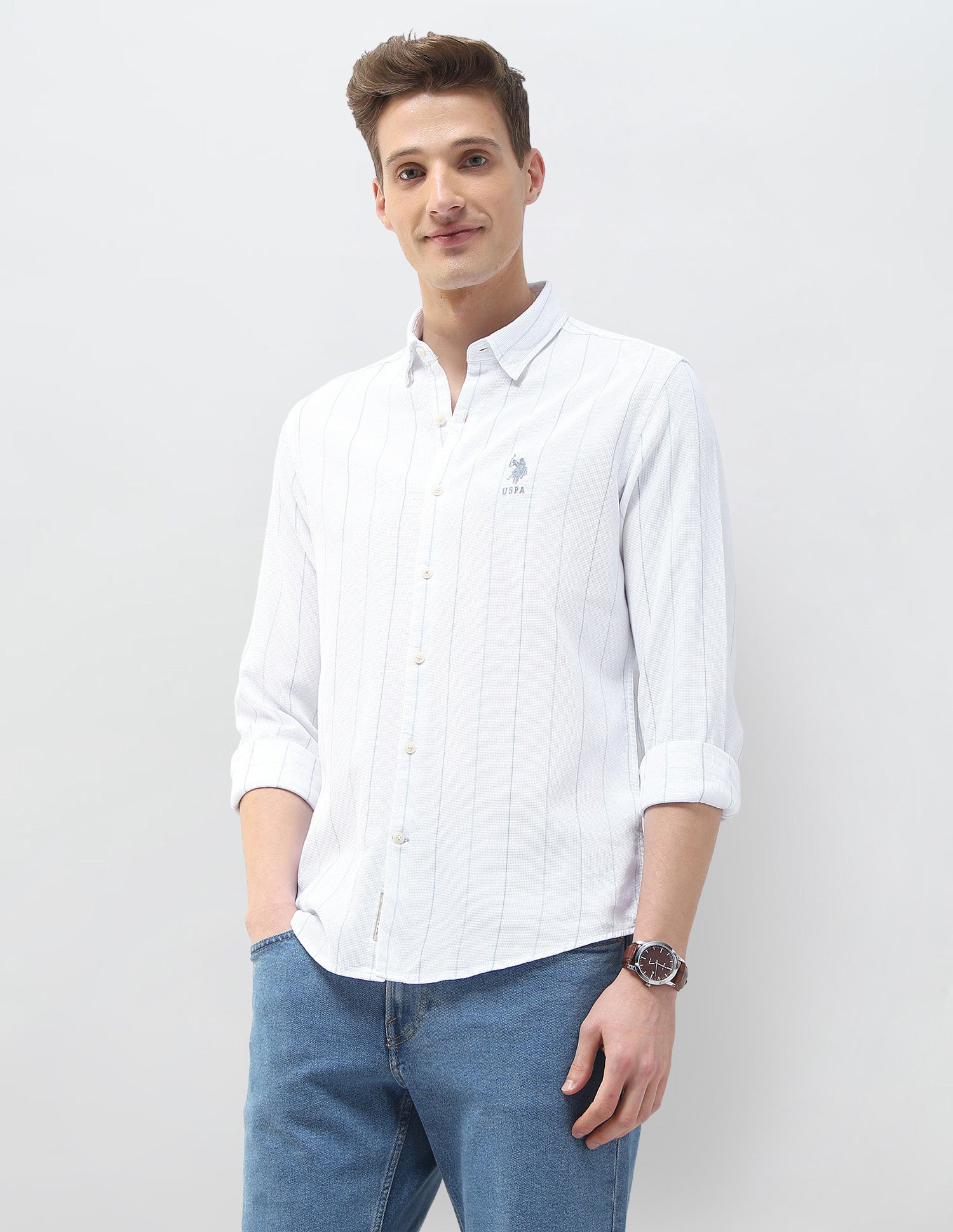 Textured Vertical Striped Motel On The Coast Shirt