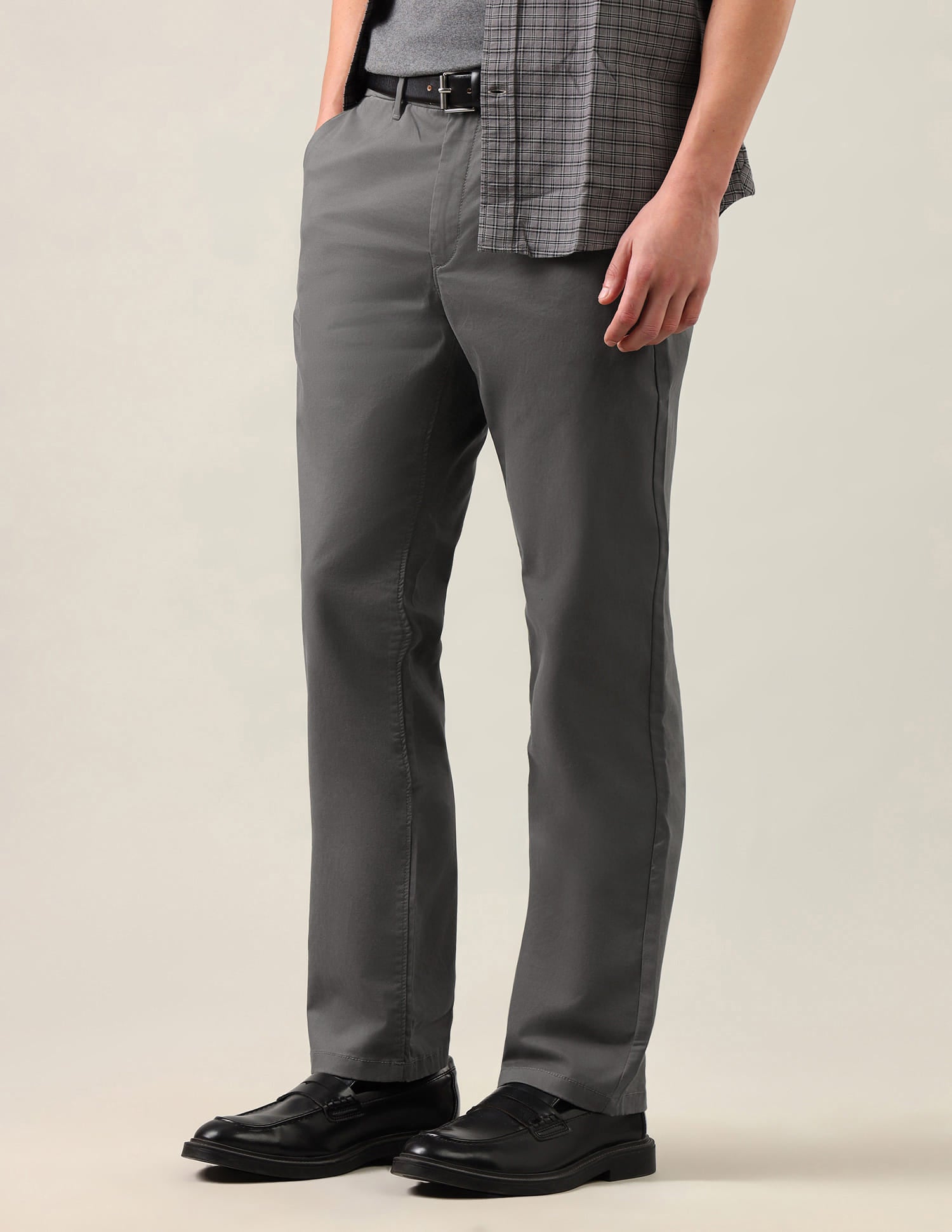Riley Straight Fit Satin Trousers Grey - U.S. Polo Assn. India | Large