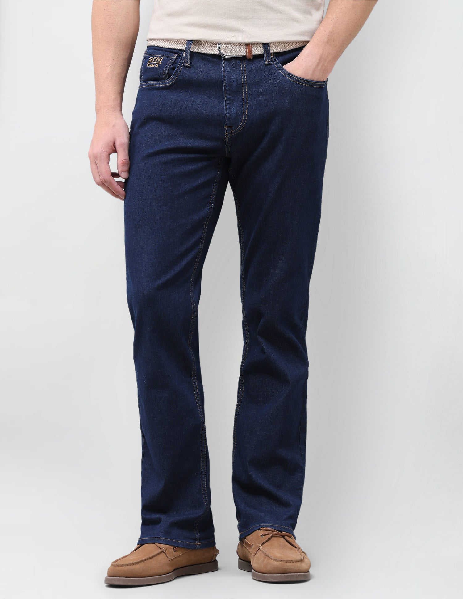 Solid Slim Straight Fit Jeans Blue - U.S. Polo Assn. India | Large