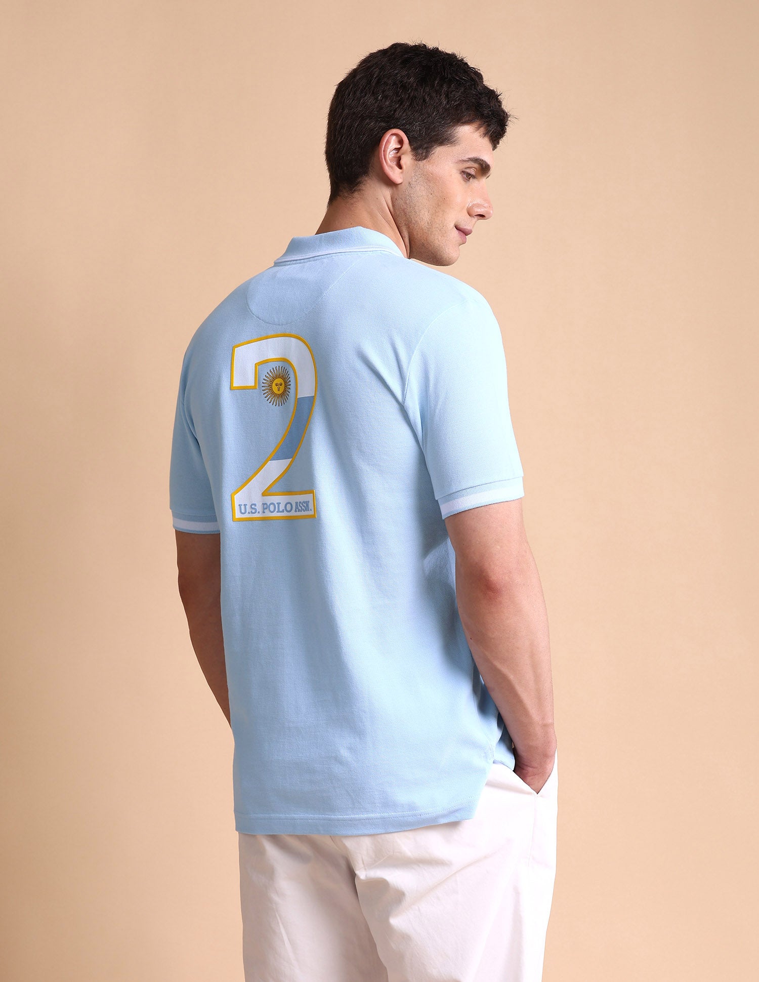 Slim Fit Iconic Number Polo Shirt Light Blue - U.S. POLO ASSN. | Large