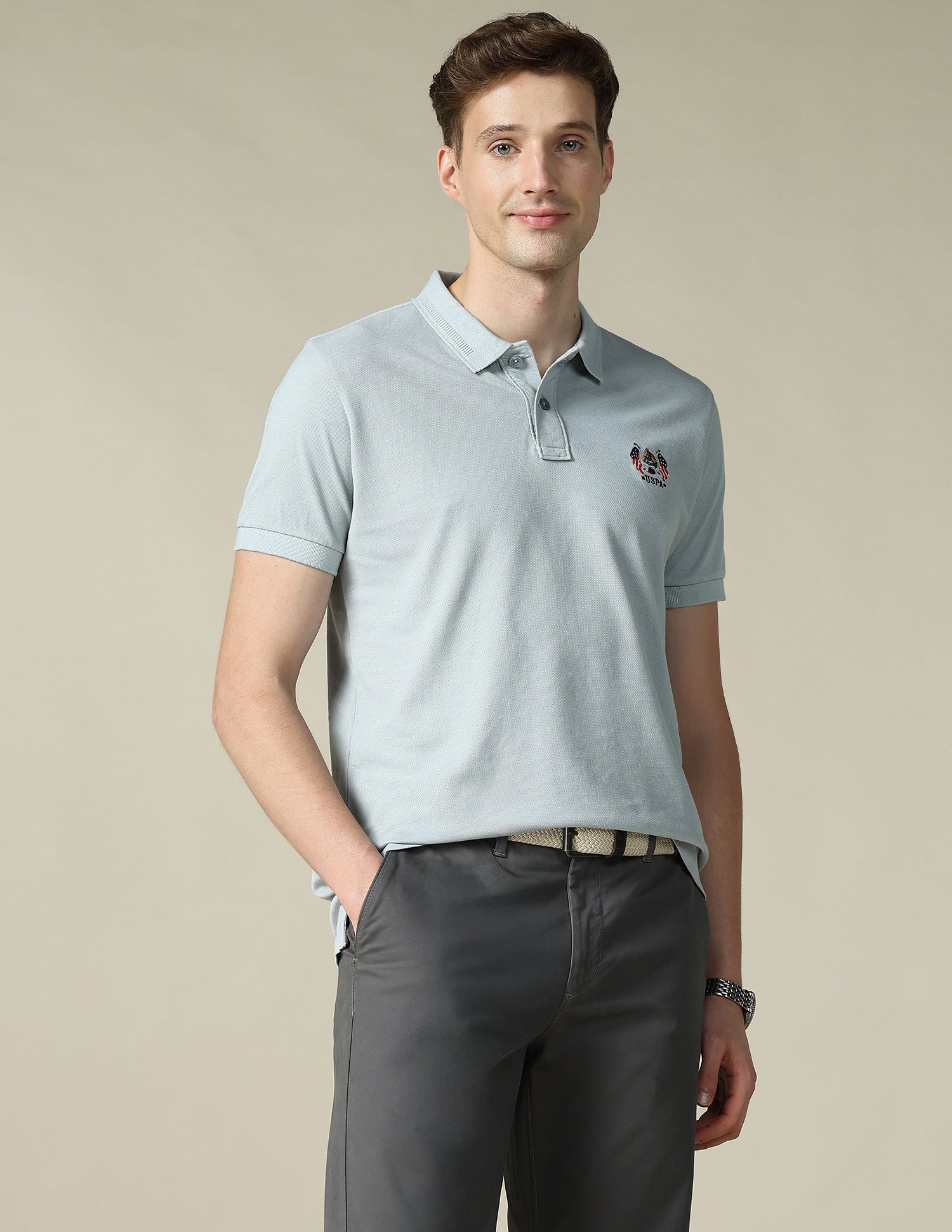 Textured Slim Fit Polo Shirt