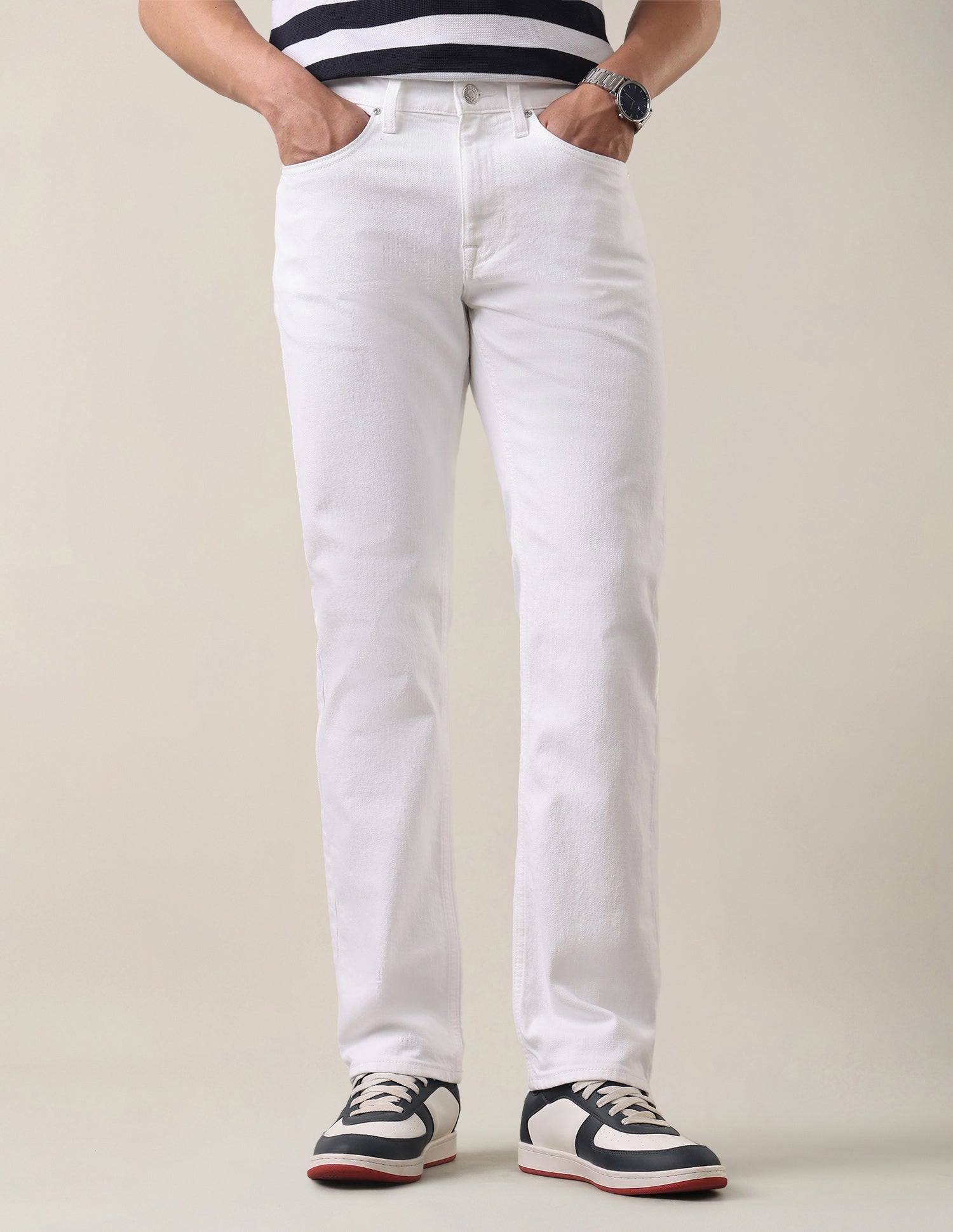 Harold Slim Straight Fit White Jeans White - U.S. Polo Assn. India | Large