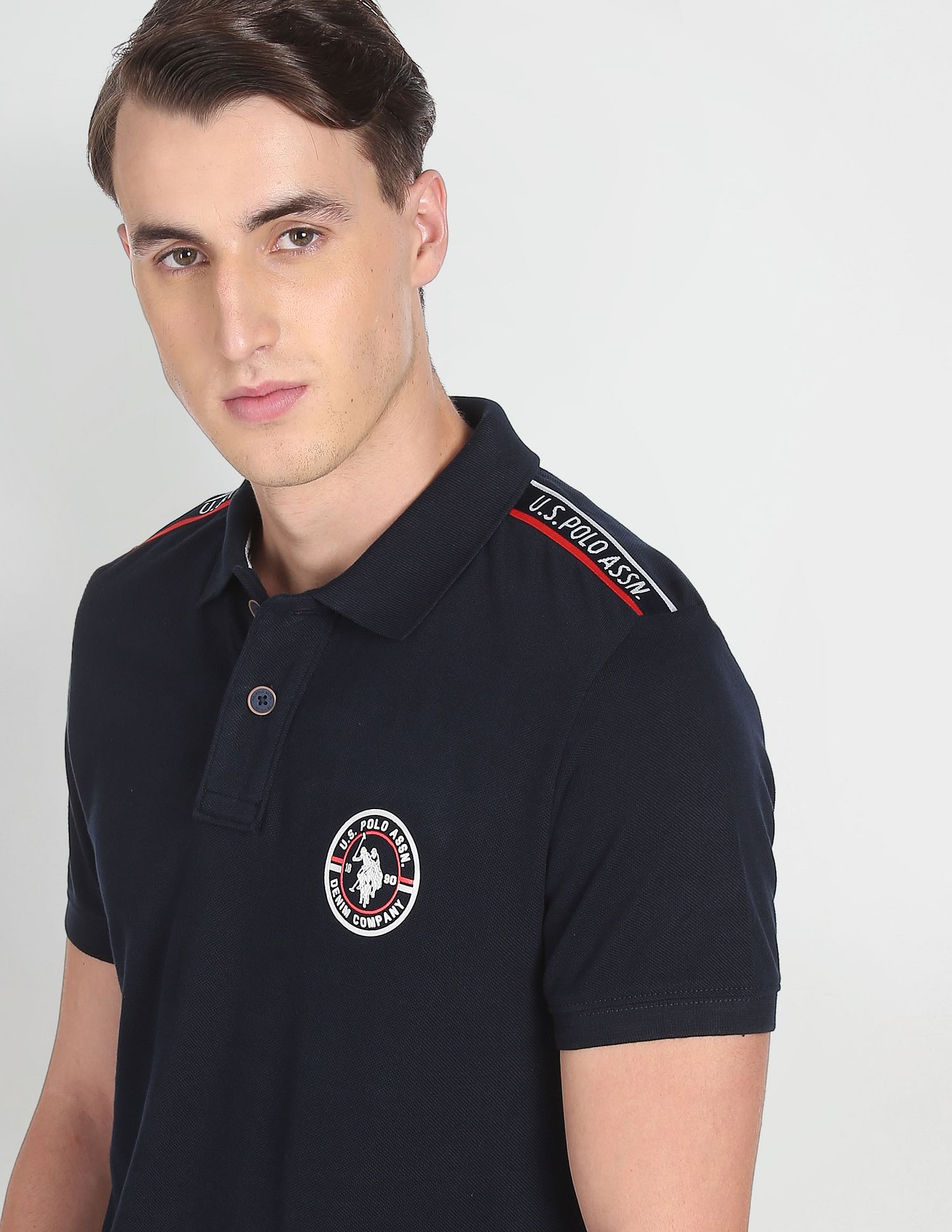 Pique Solid Cotton Polo Shirt Navy - U.S. Polo Assn. India | Large