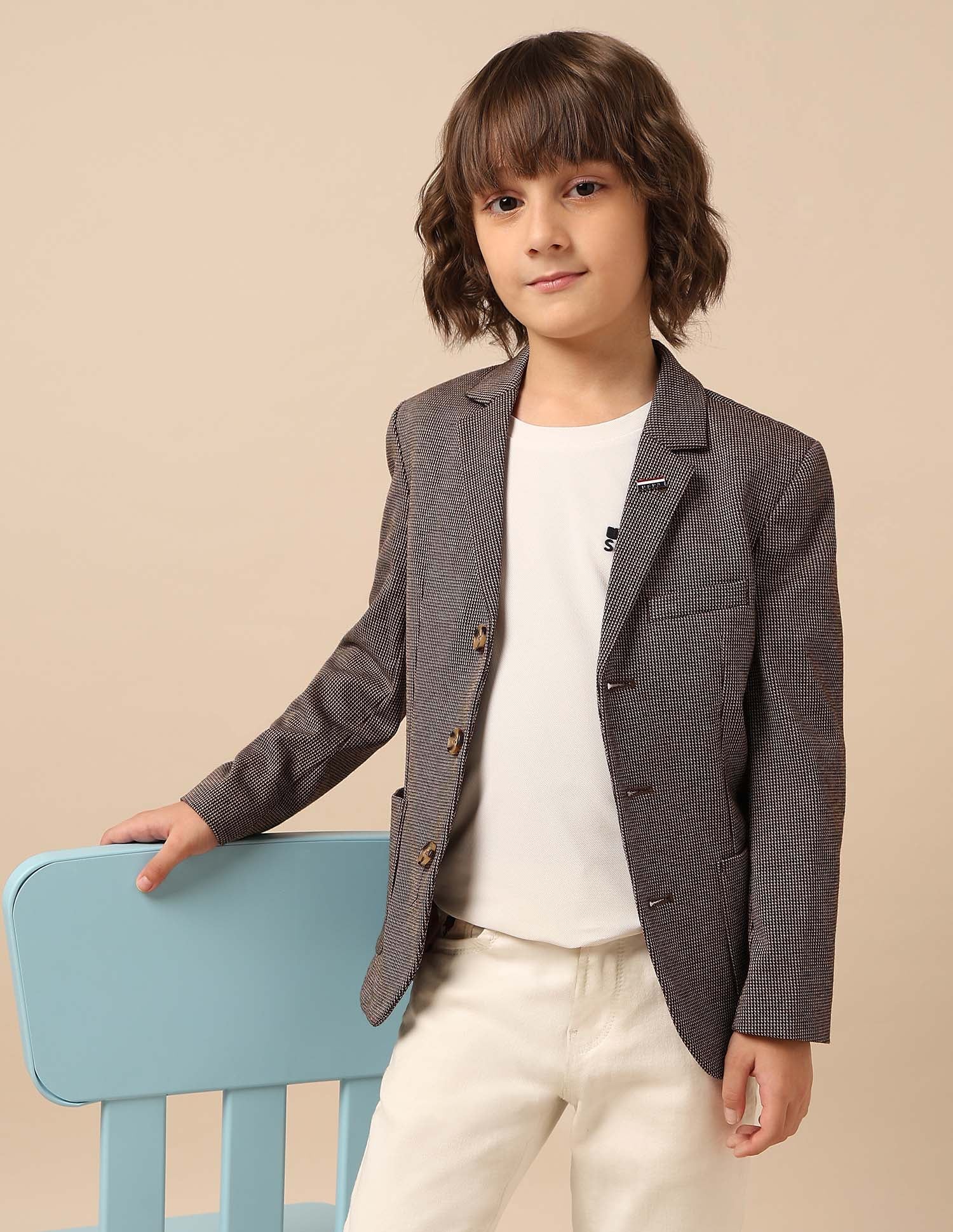 Boys Solid Regular Fit Blazer