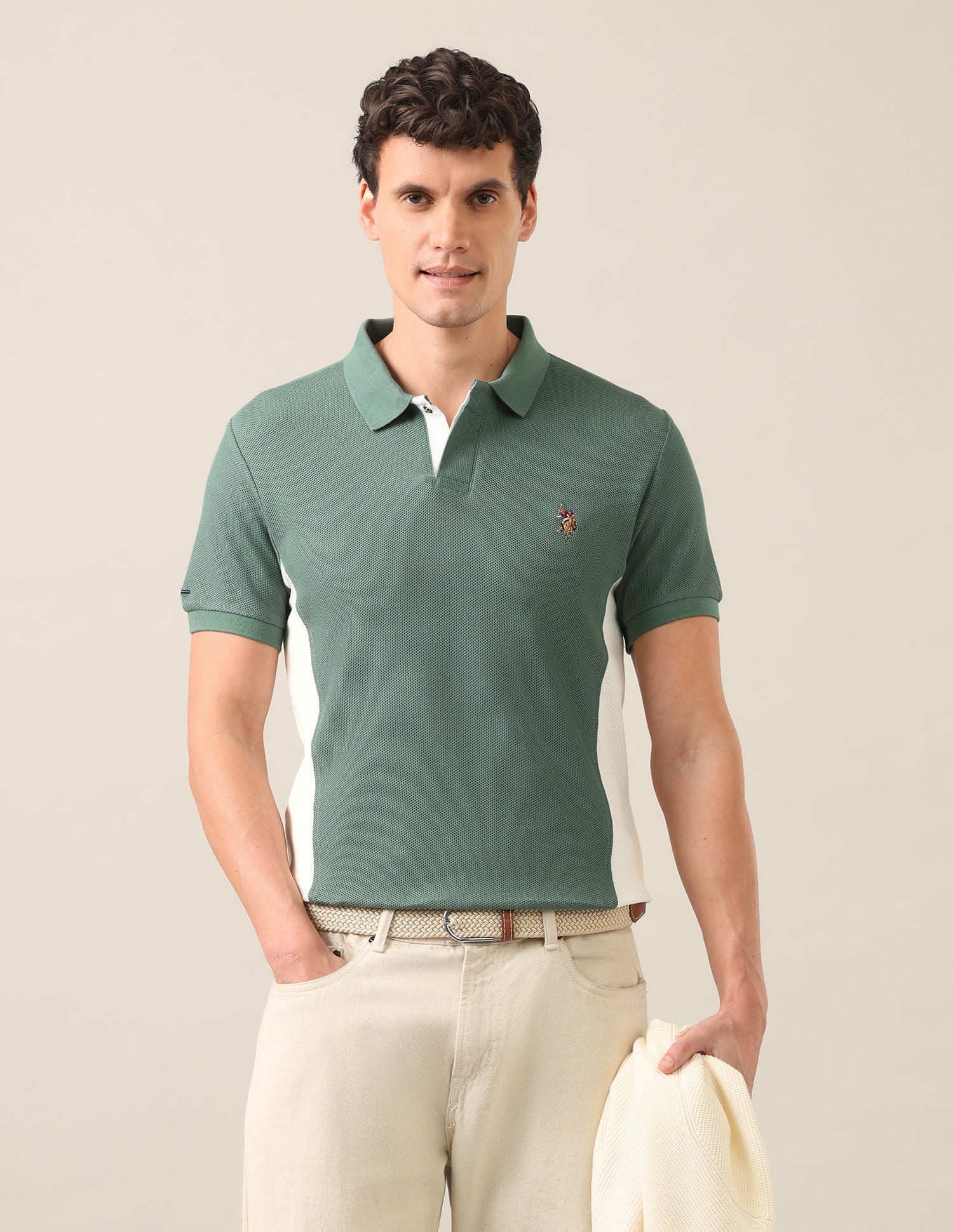 Colourblocked Slim Fit Polo Shirt