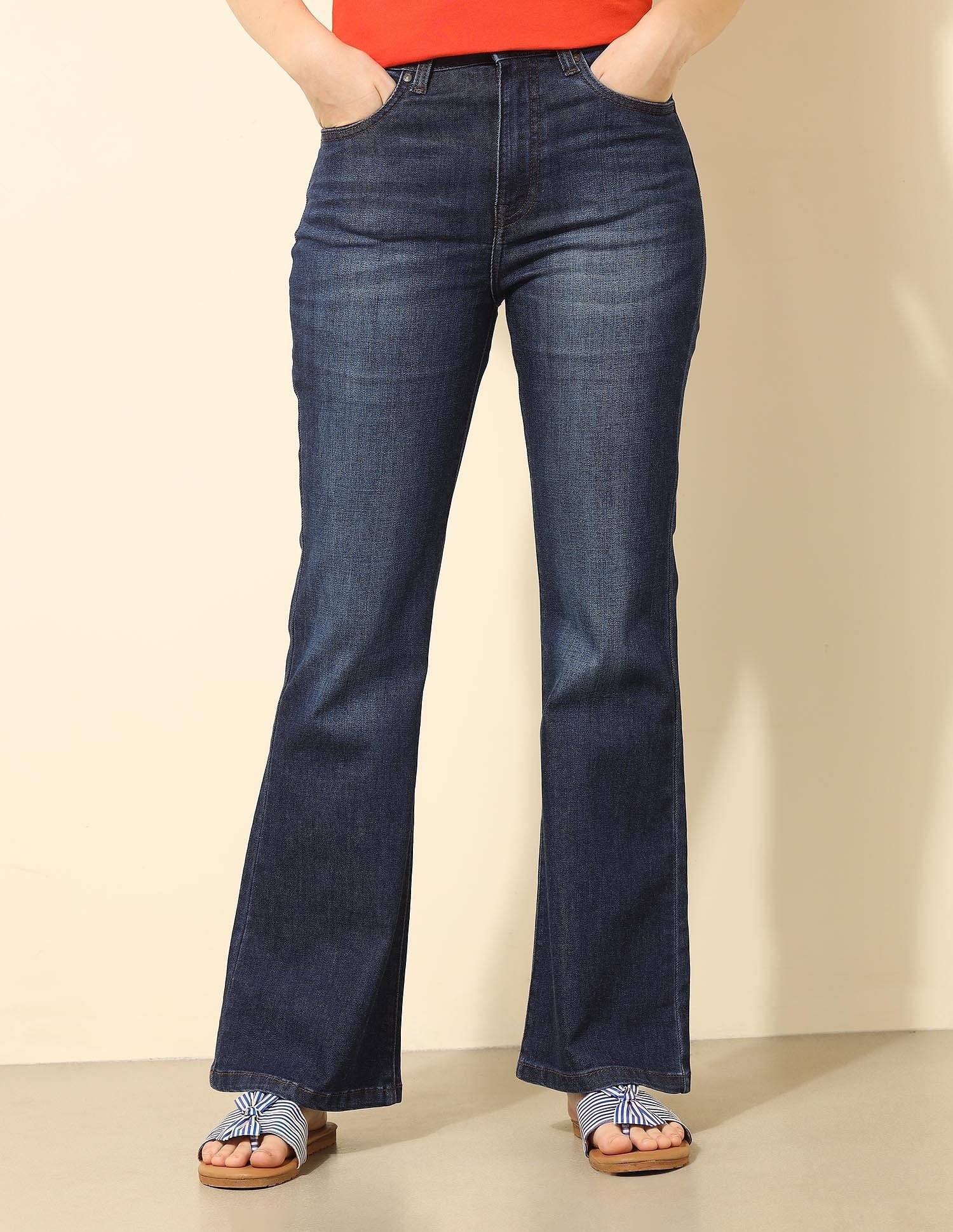 High Rise Wide Leg Jeans Dark Blue - U.S. Polo Assn. India | Large