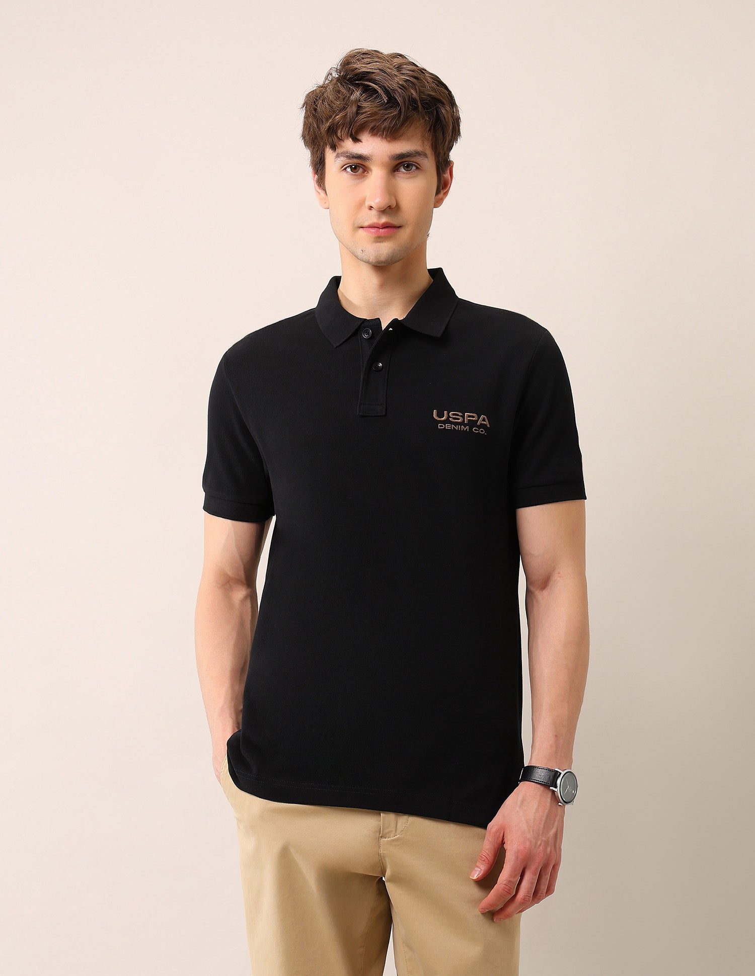 Brand Embroidered Muscle Fit Polo Shirt Black - U.S. Polo Assn. India | Large