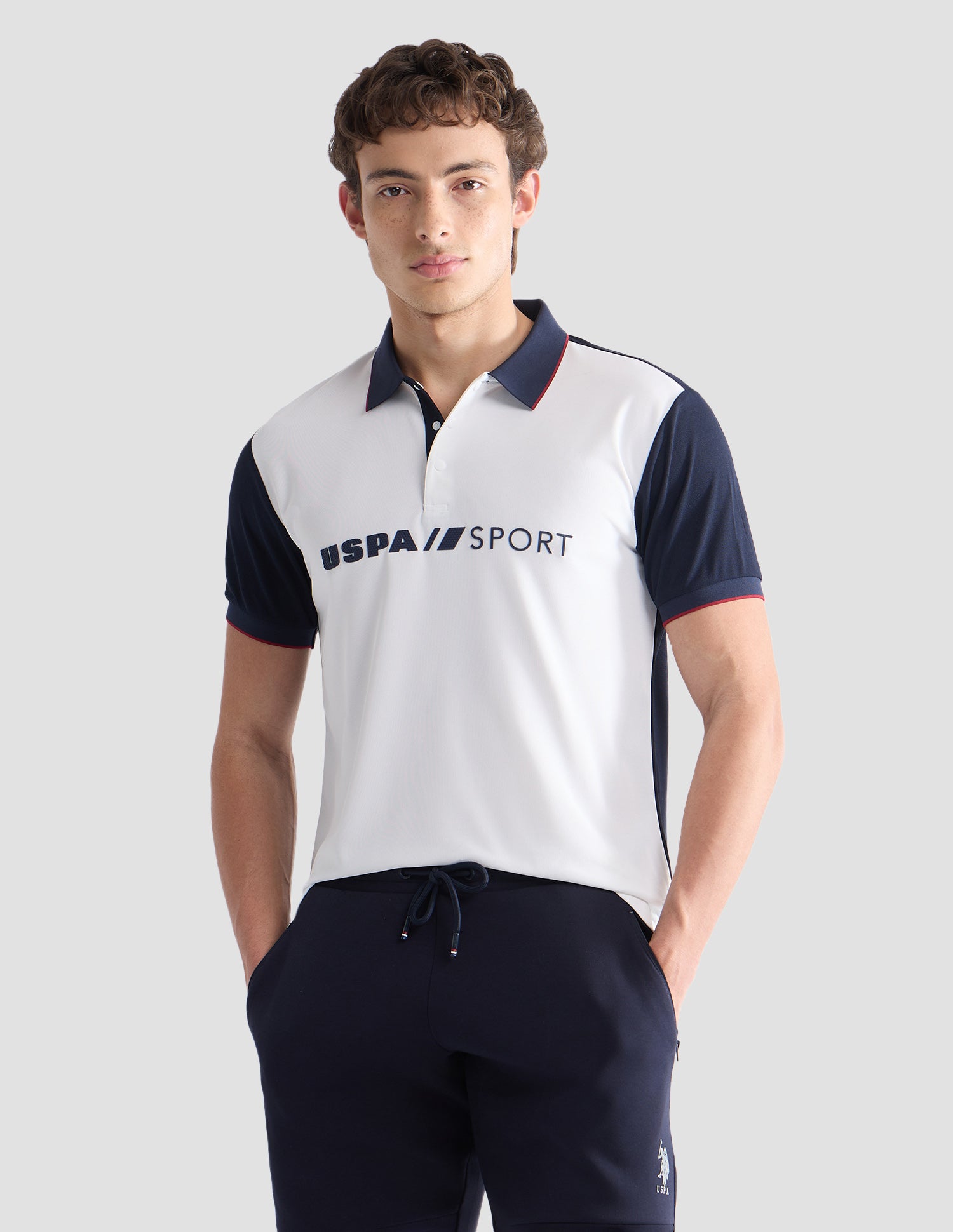 Colourblocked Slim Fit Active Polo Shirt