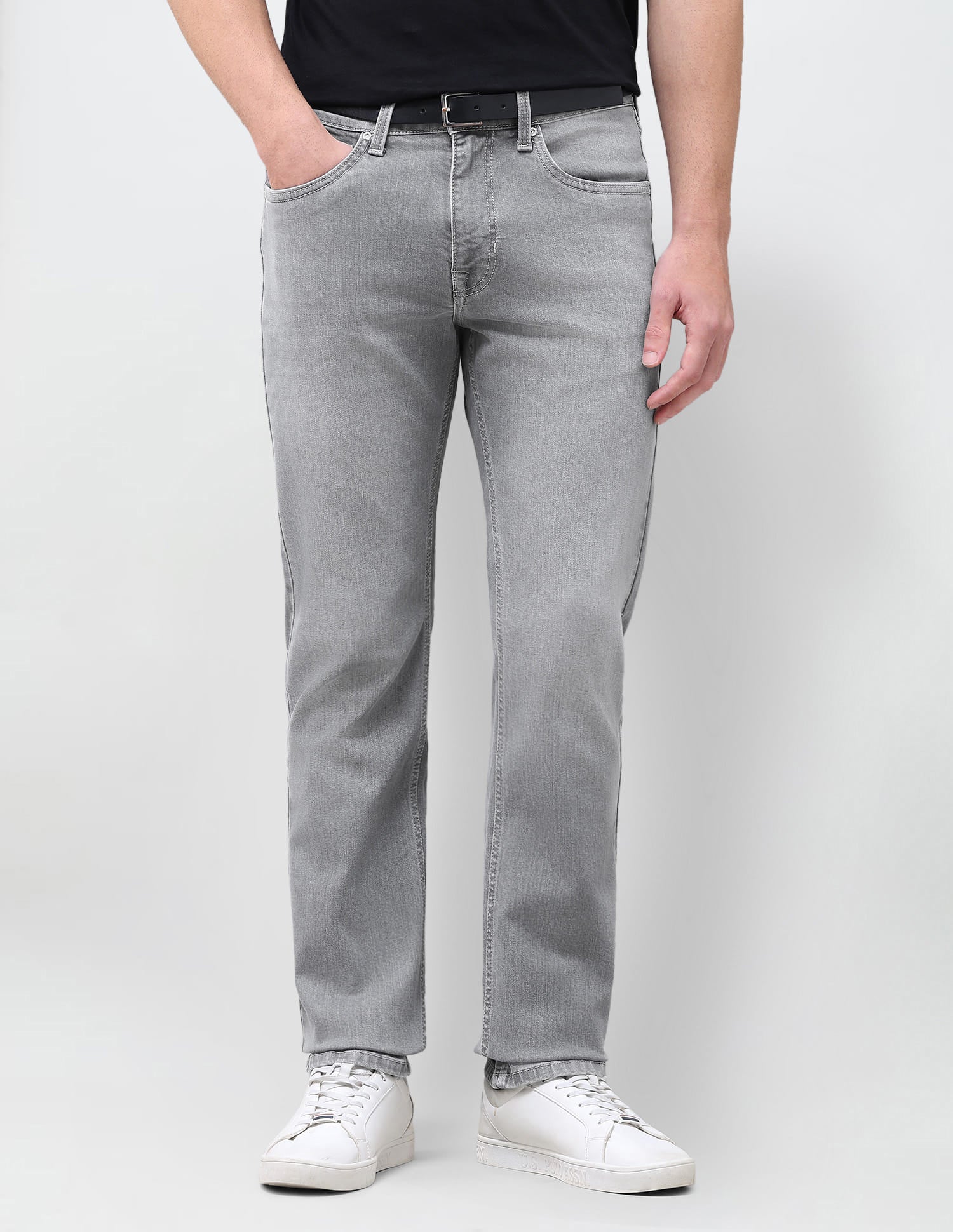 Solid Slim Straight Fit Jeans Grey - U.S. Polo Assn. India | Large