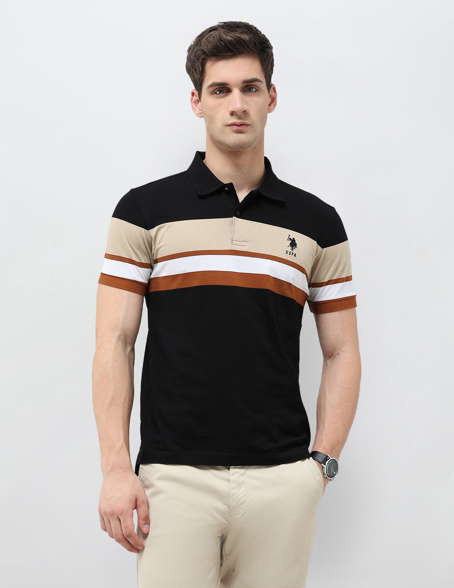 Colourblocked Slim Fit Polo Shirt
