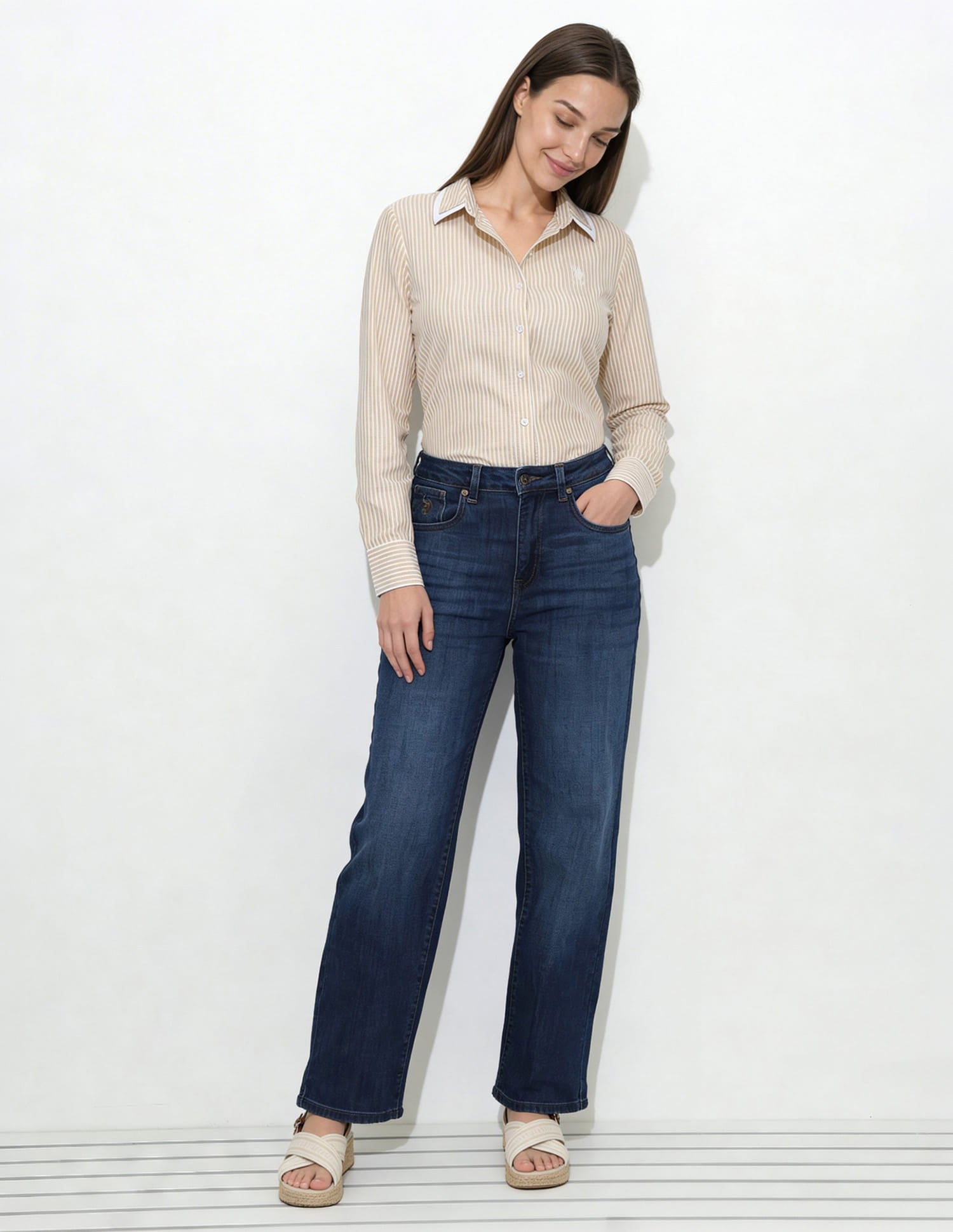 High Rise Straight Fit Jeans Blue - U.S. Polo Assn. India | Large