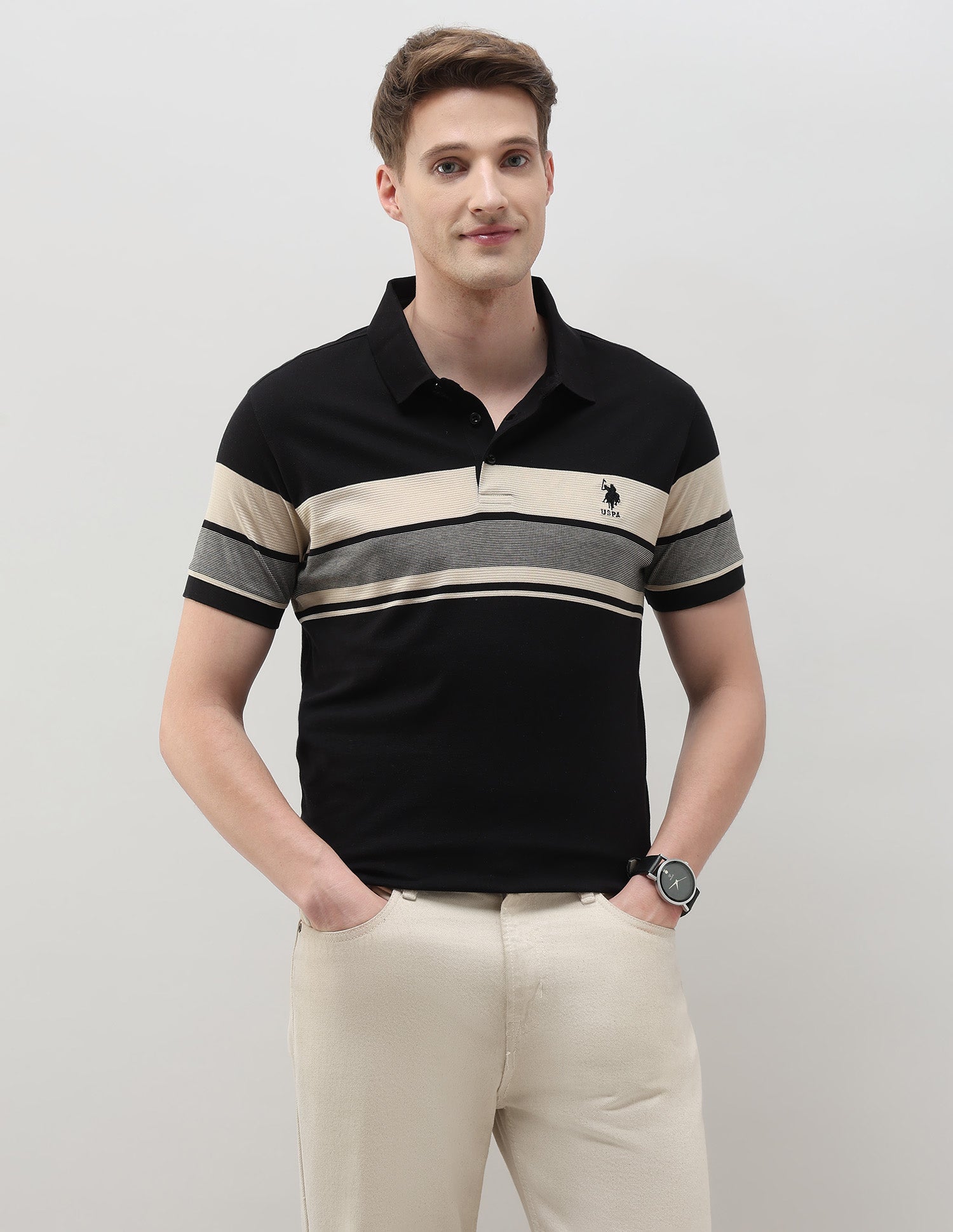 Horizontal Striped Slim Fit Polo Shirt