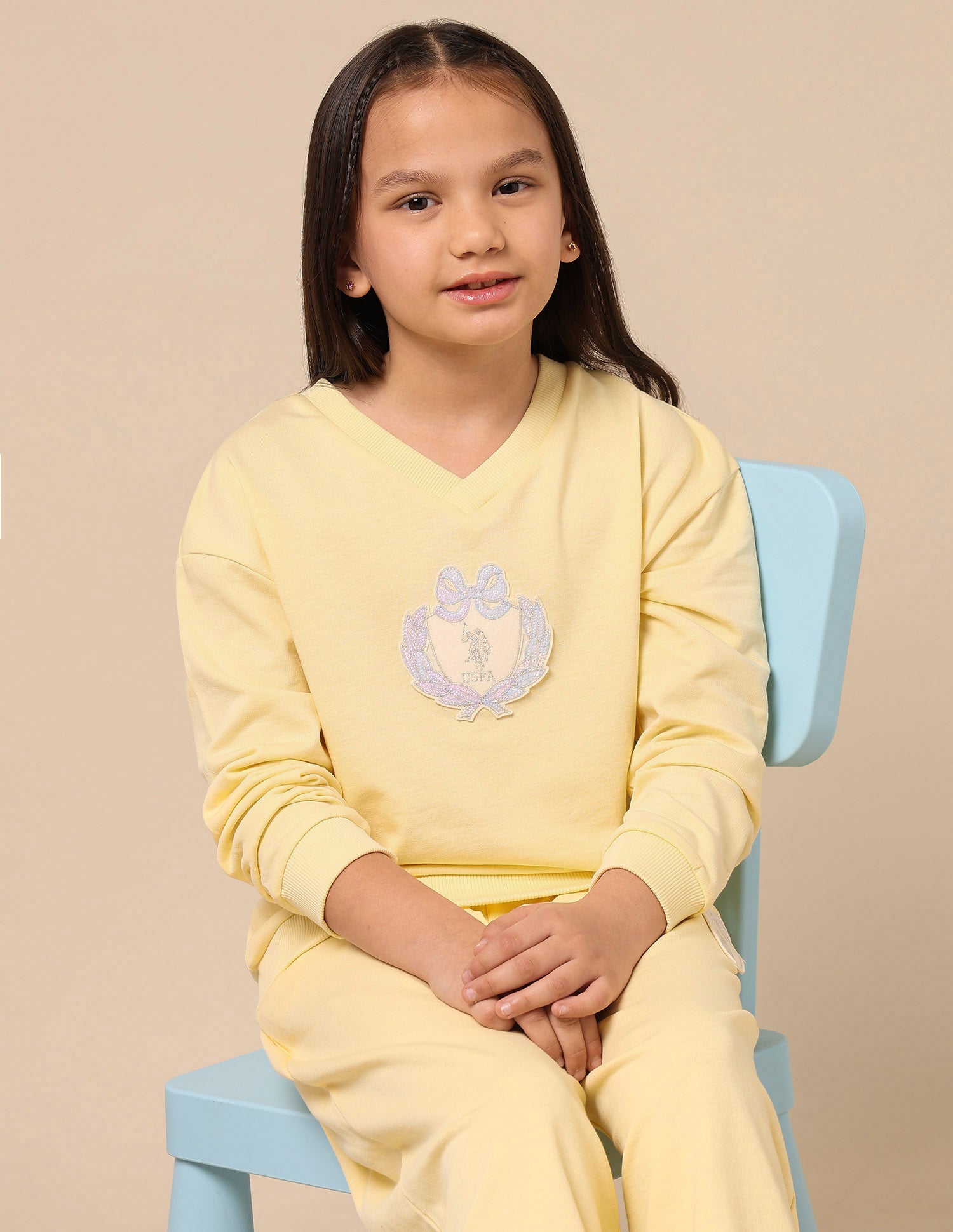 Girls Solid Comfort Fit Sweatshirt