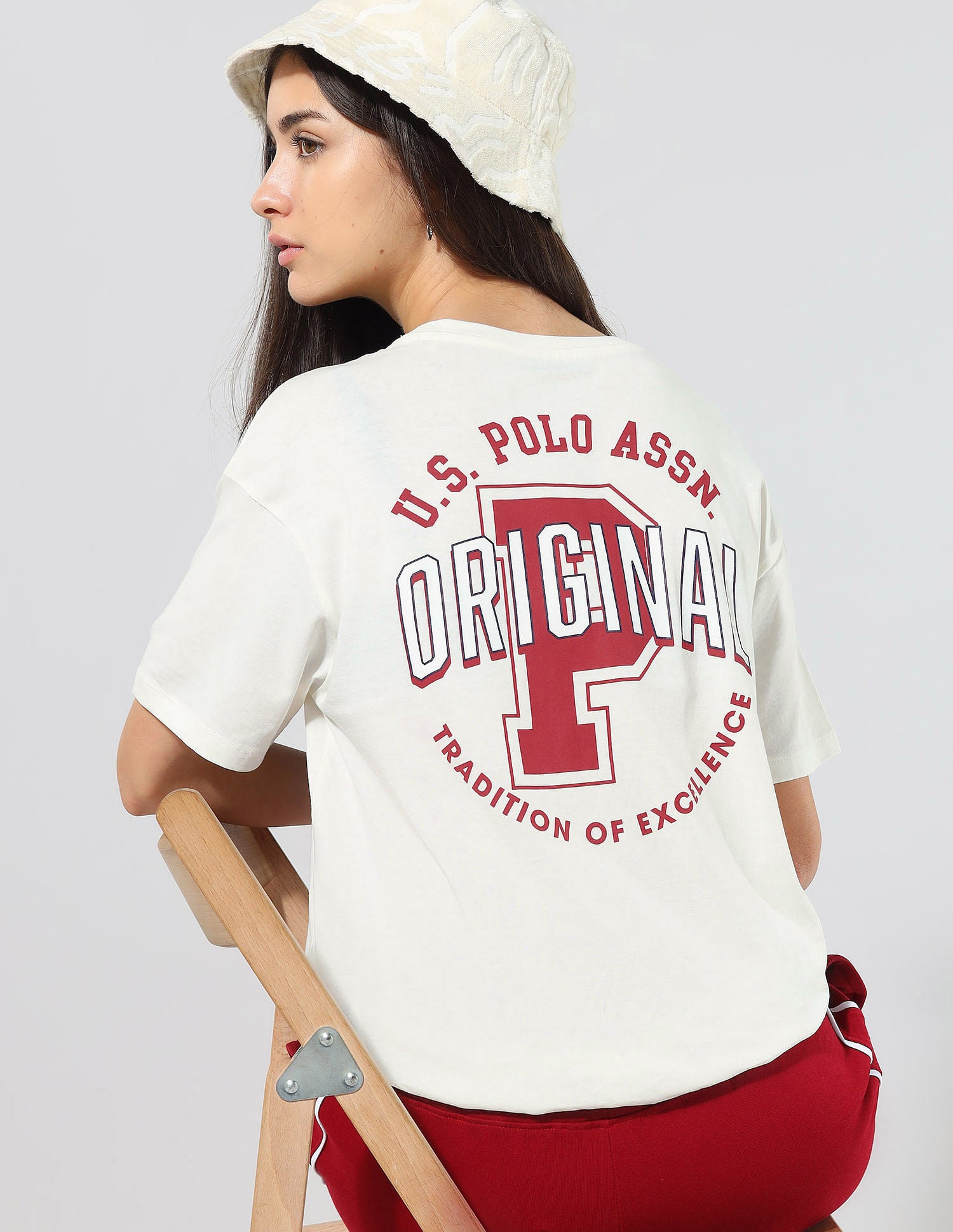 Boyfriend Fit Brand Printed Lounge T-Shirt Off White - U.S. POLO ASSN. | Large