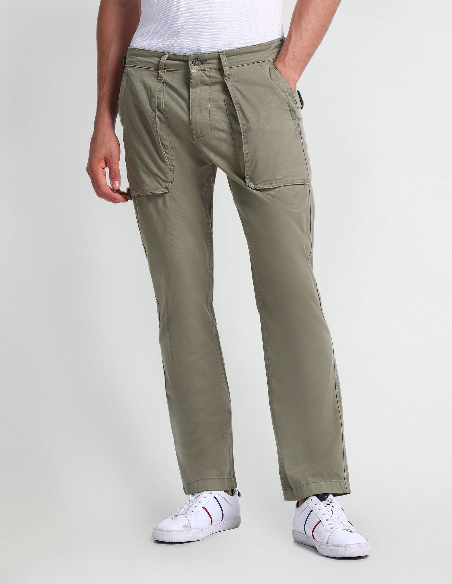 Slim Tapered Twill Trousers Olive - U.S. Polo Assn. India | Large