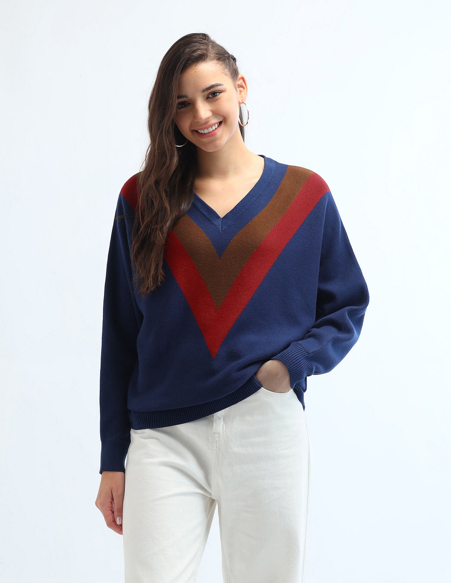 Colour Block Cotton Sweater