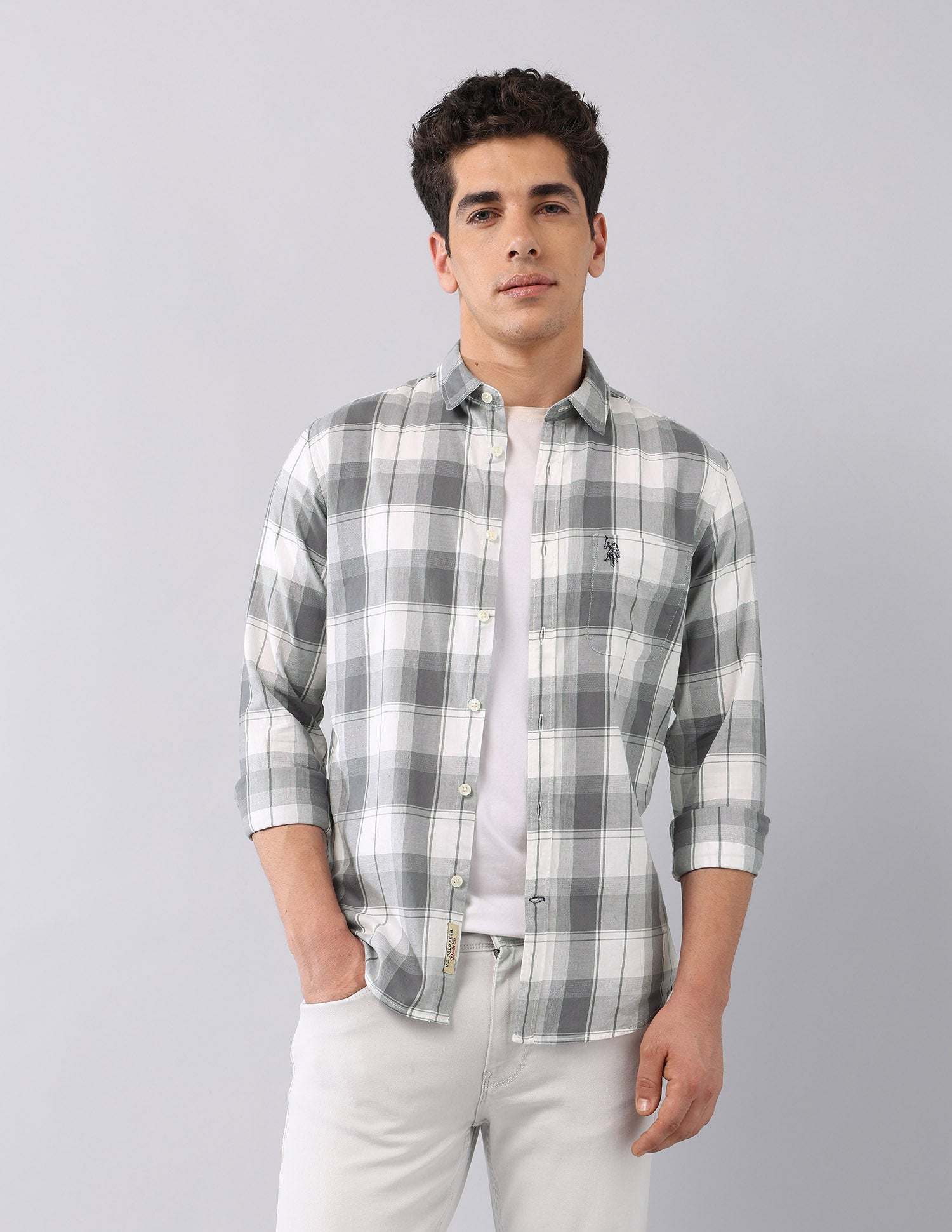Pure Cotton Regular Fit Shirt Grey - U.S. Polo Assn. India | Large