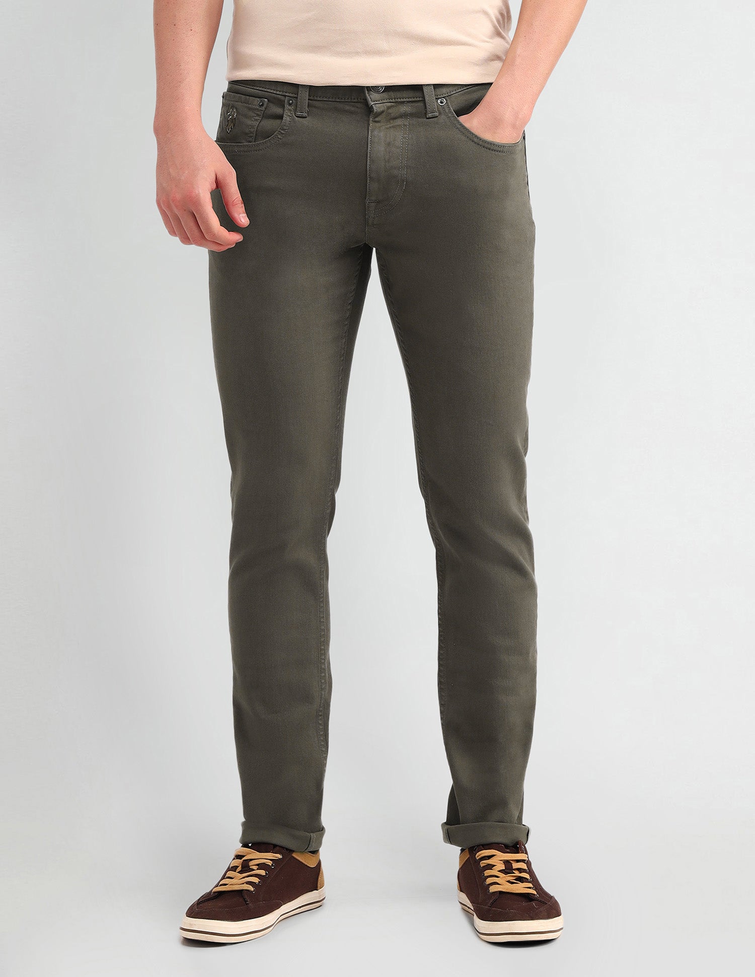Brandon Slim Tapered Fit Olive Jeans