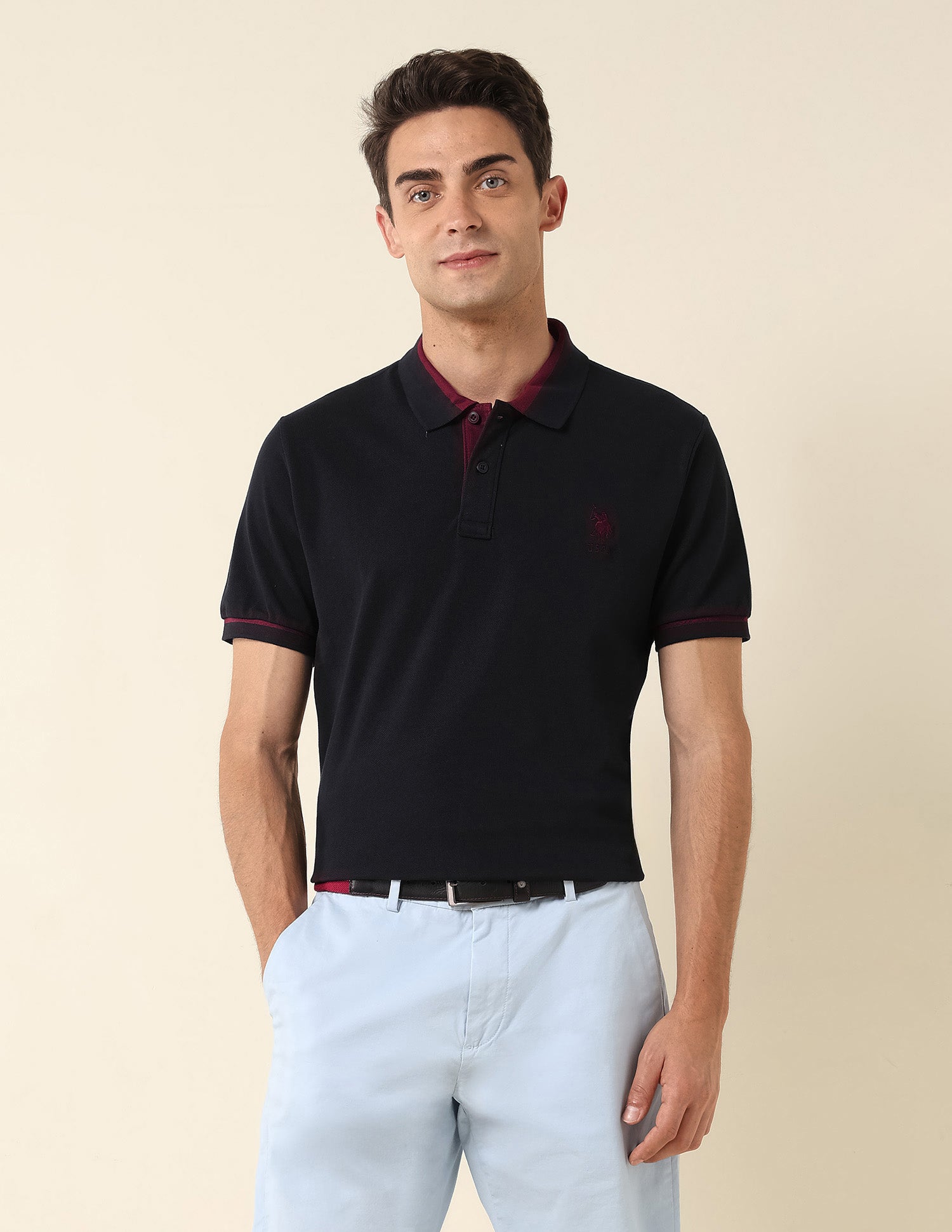 Slim Fit Pure Cotton Polo Shirt Navy - U.S. Polo Assn. India | Large