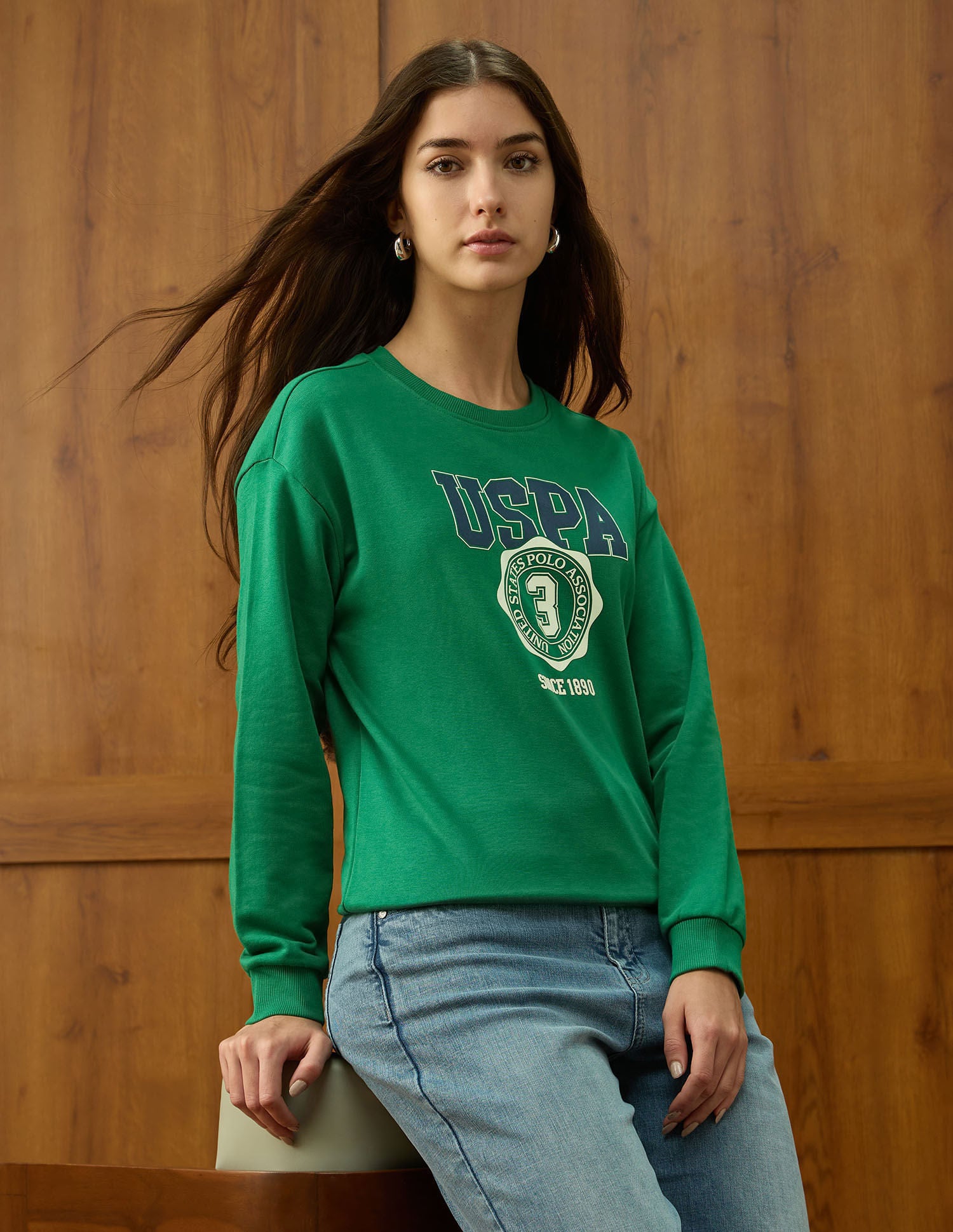 Drop Shoulder Brand Printed Sweatshirt