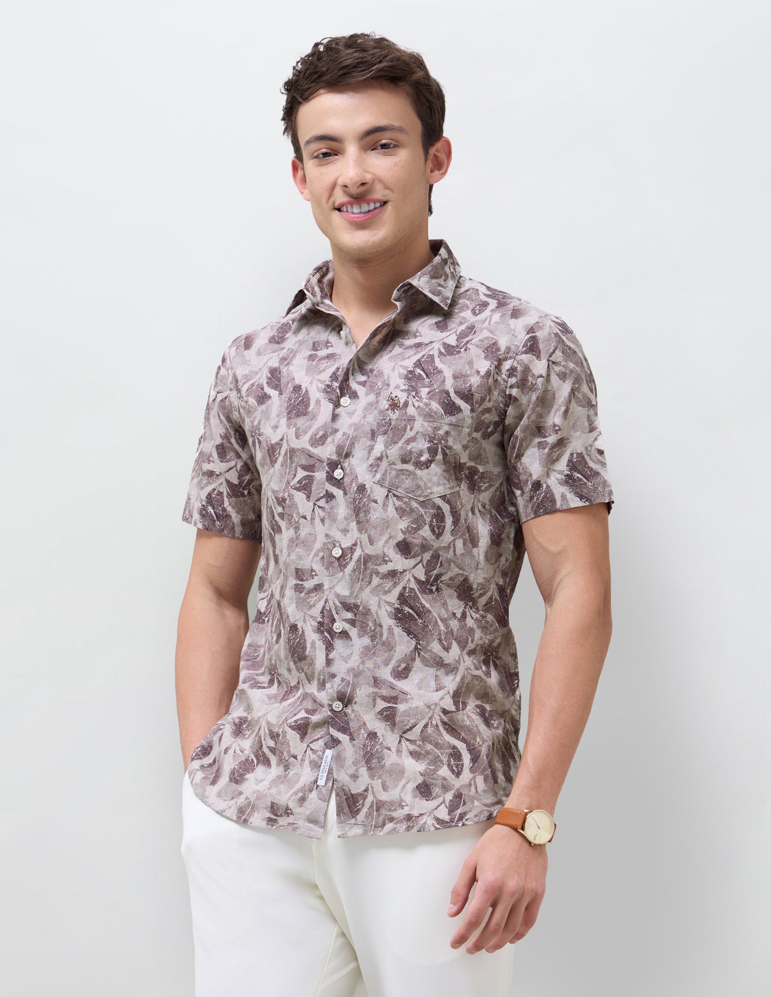 Tropical Printed Regular Fit Shirt Wine - U.S. Polo Assn. India | Large