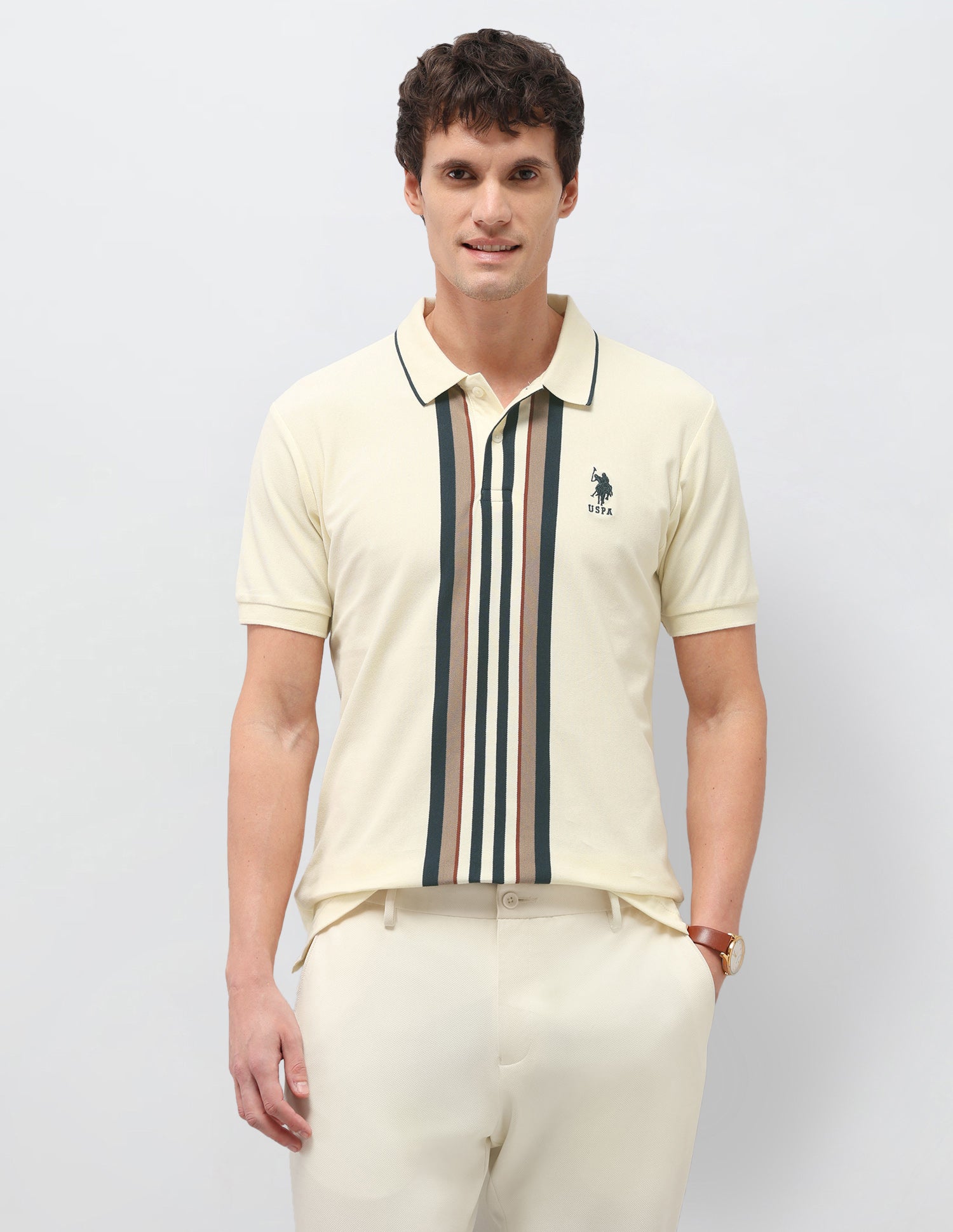 Vertical Striped Slim Fit Polo Shirt