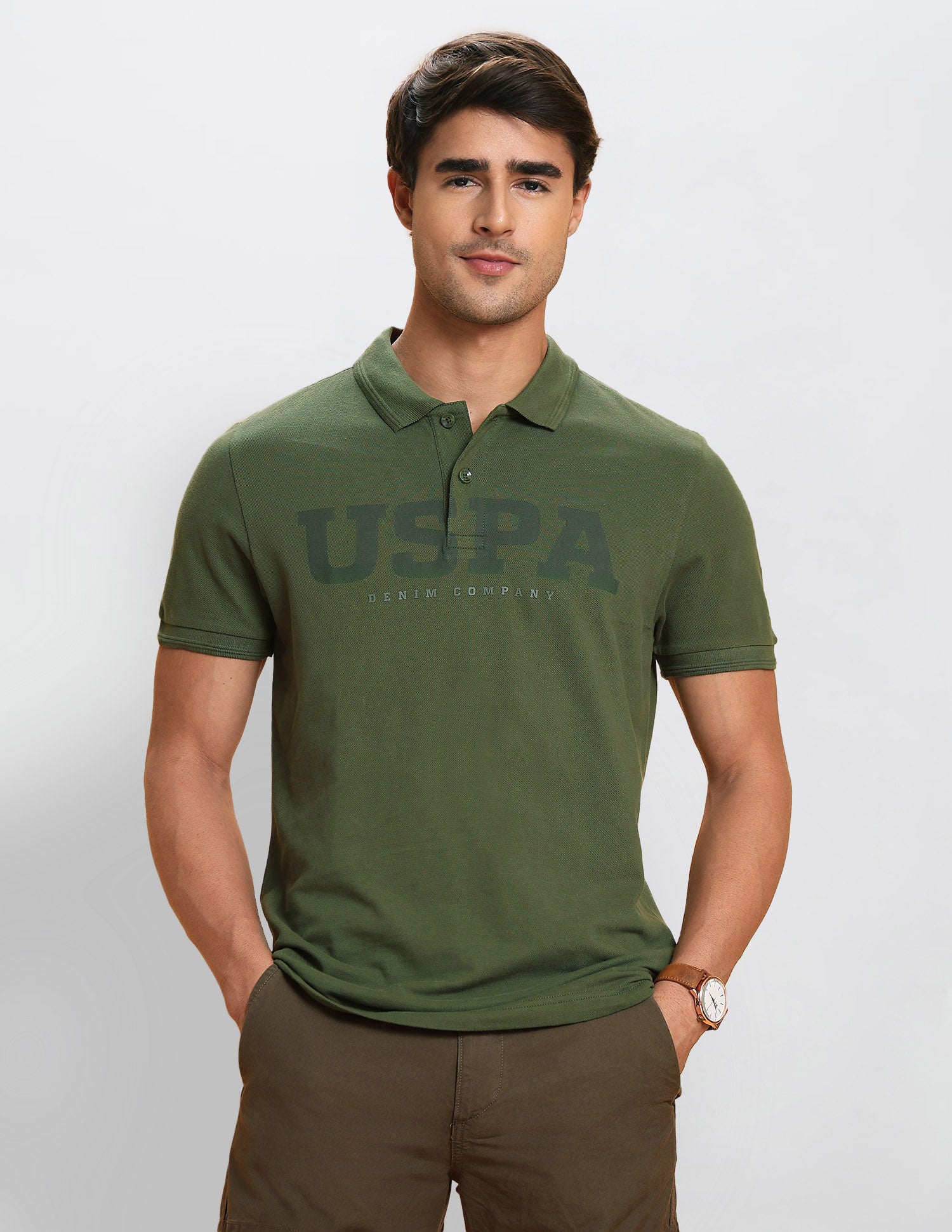 Brand Printed Muscle Fit Polo Shirt