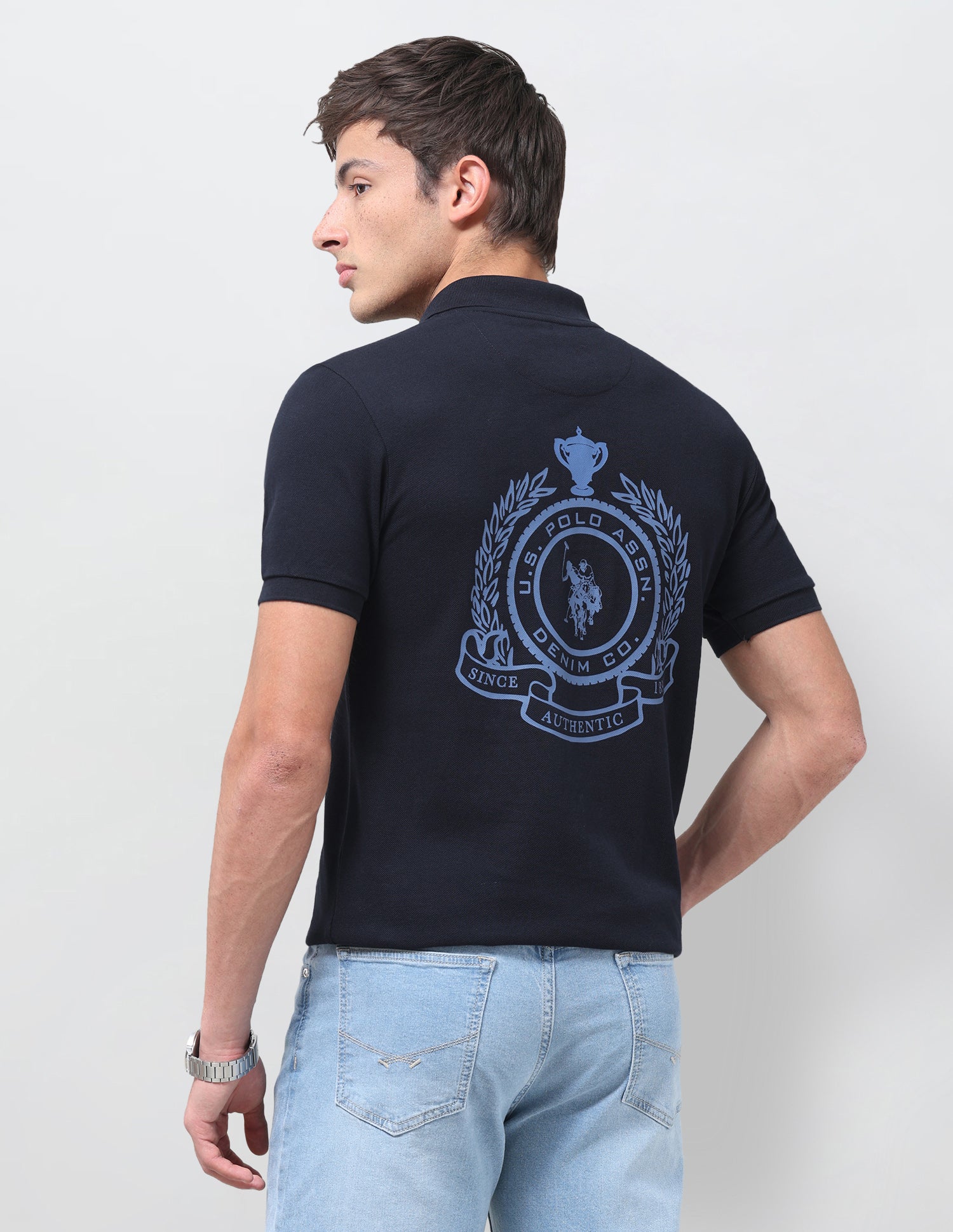Graphic Brand Printed Slim Fit Polo Shirt