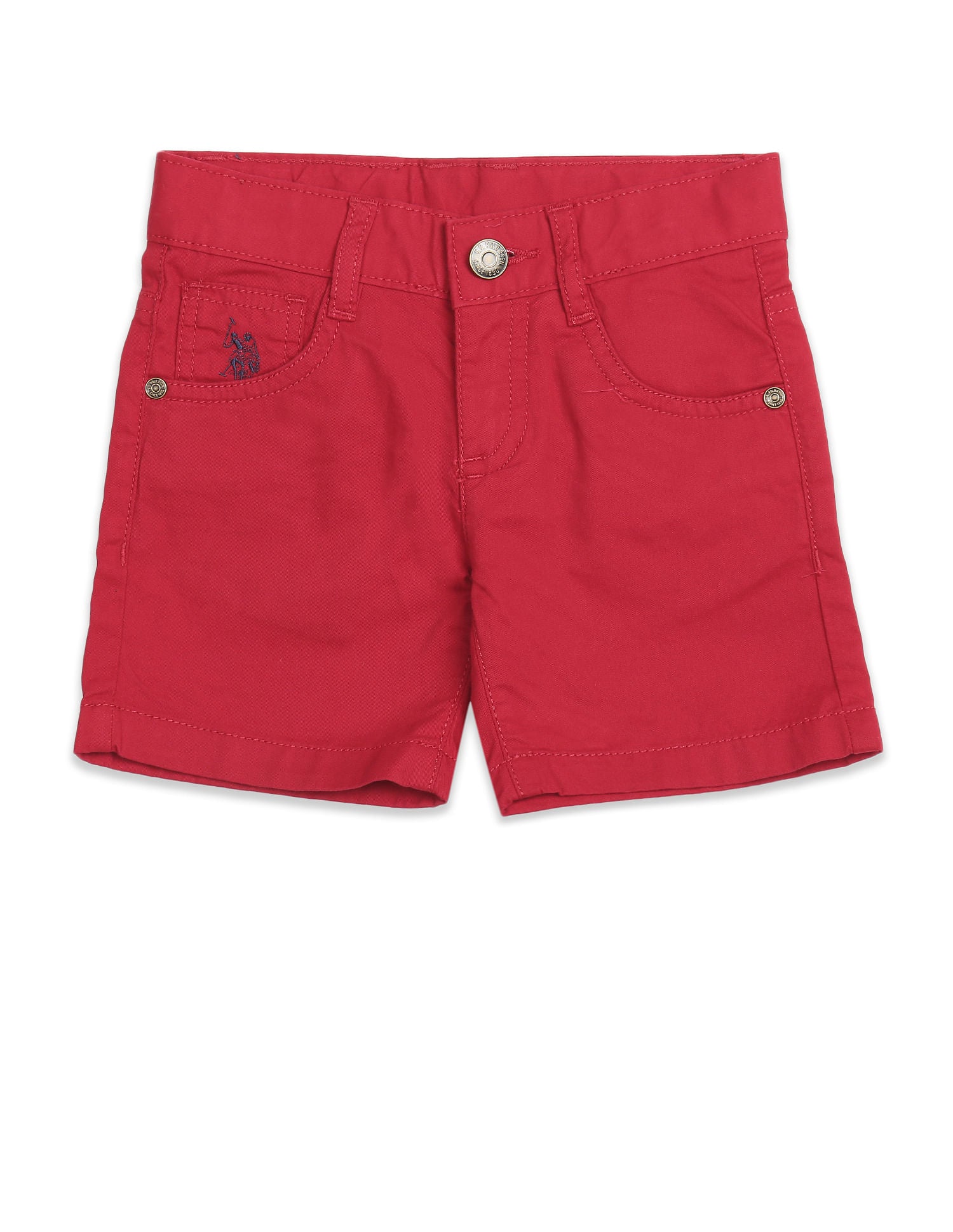 Mid Rise Solid Shorts