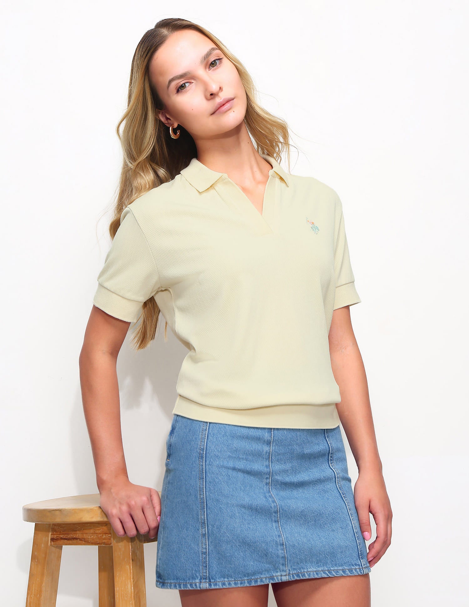 Textured Regular Fit Polo Shirt White - U.S. Polo Assn. India | Large