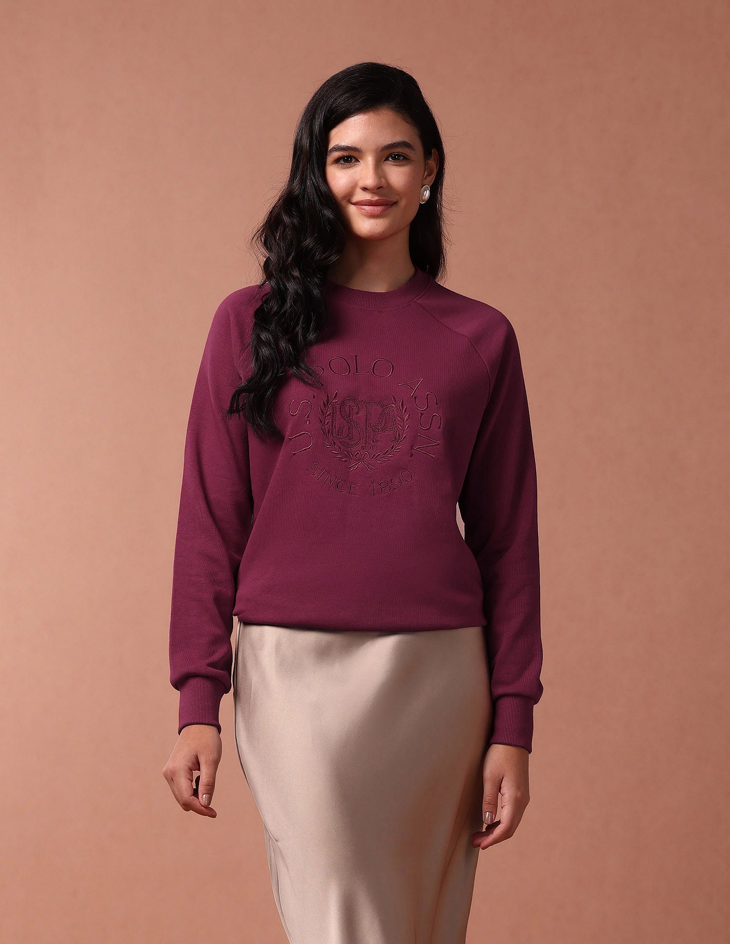 Foil Print Raglan Sleeve Sweatshirt