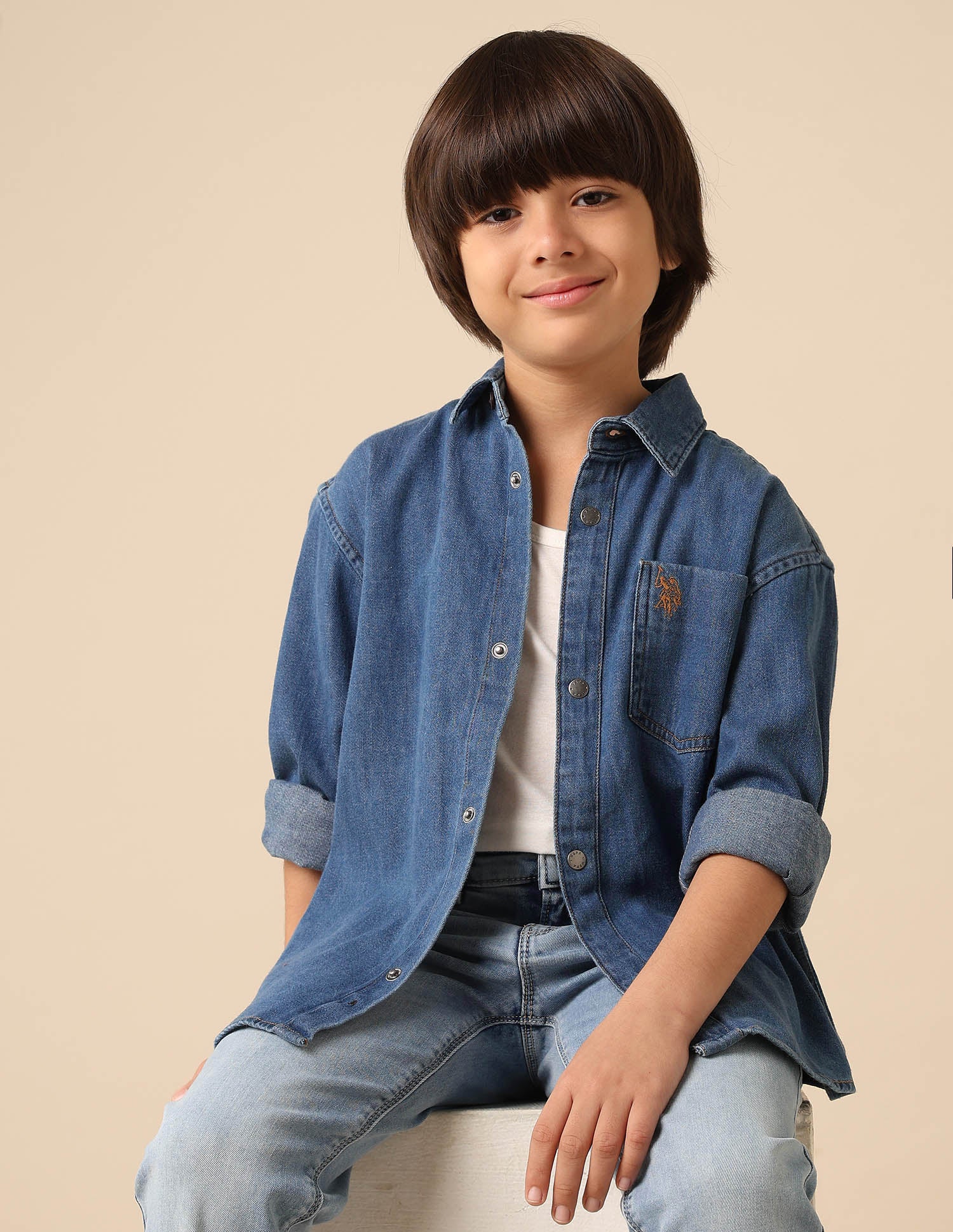 Boys Solid Twill Shirt