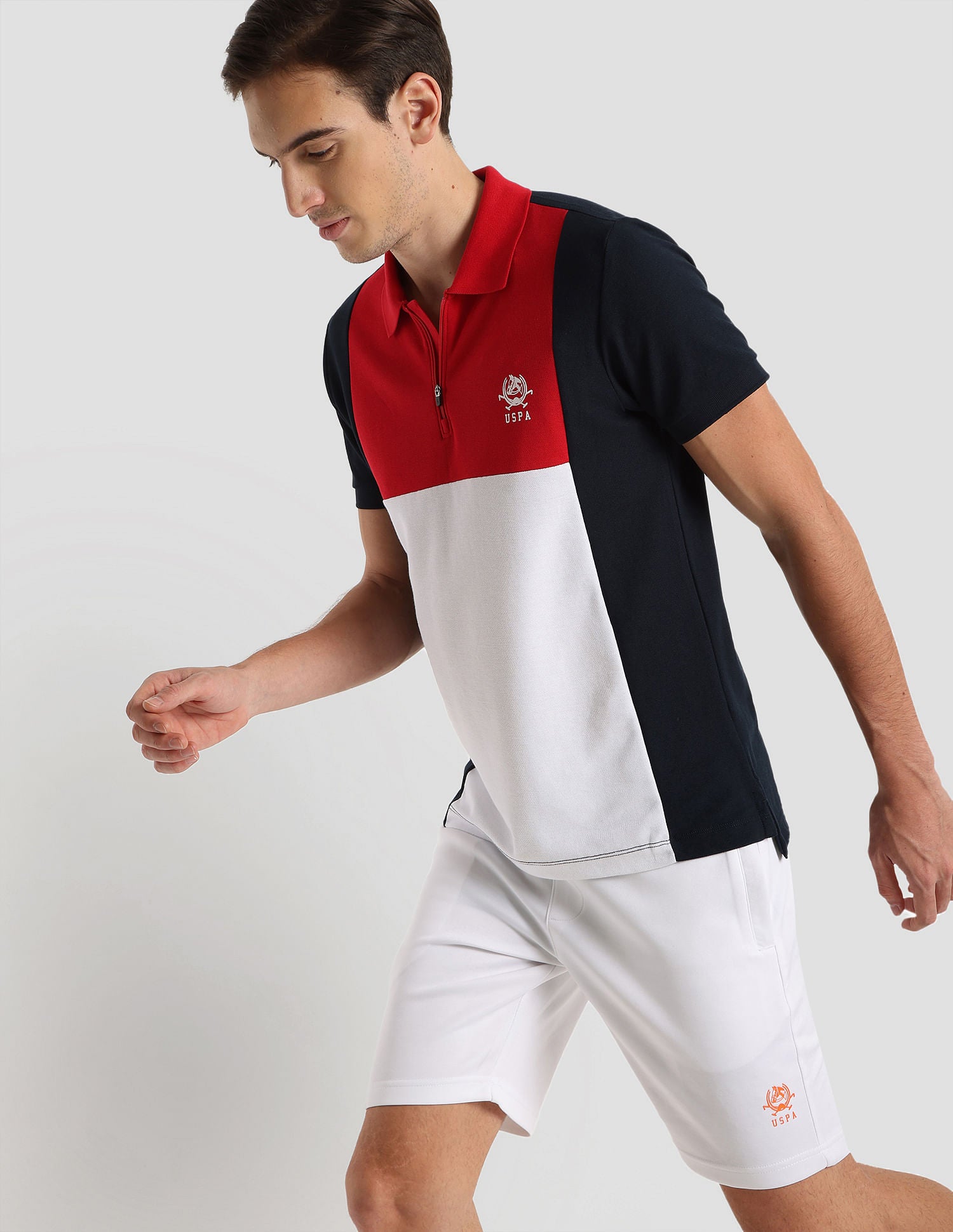 Panelled Sport Polo Shirt Navy - U.S. Polo Assn. India | Large