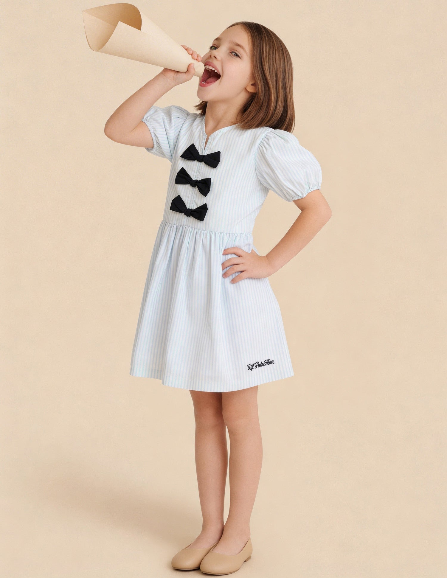 Nautical Vertical Striped Bow Dress