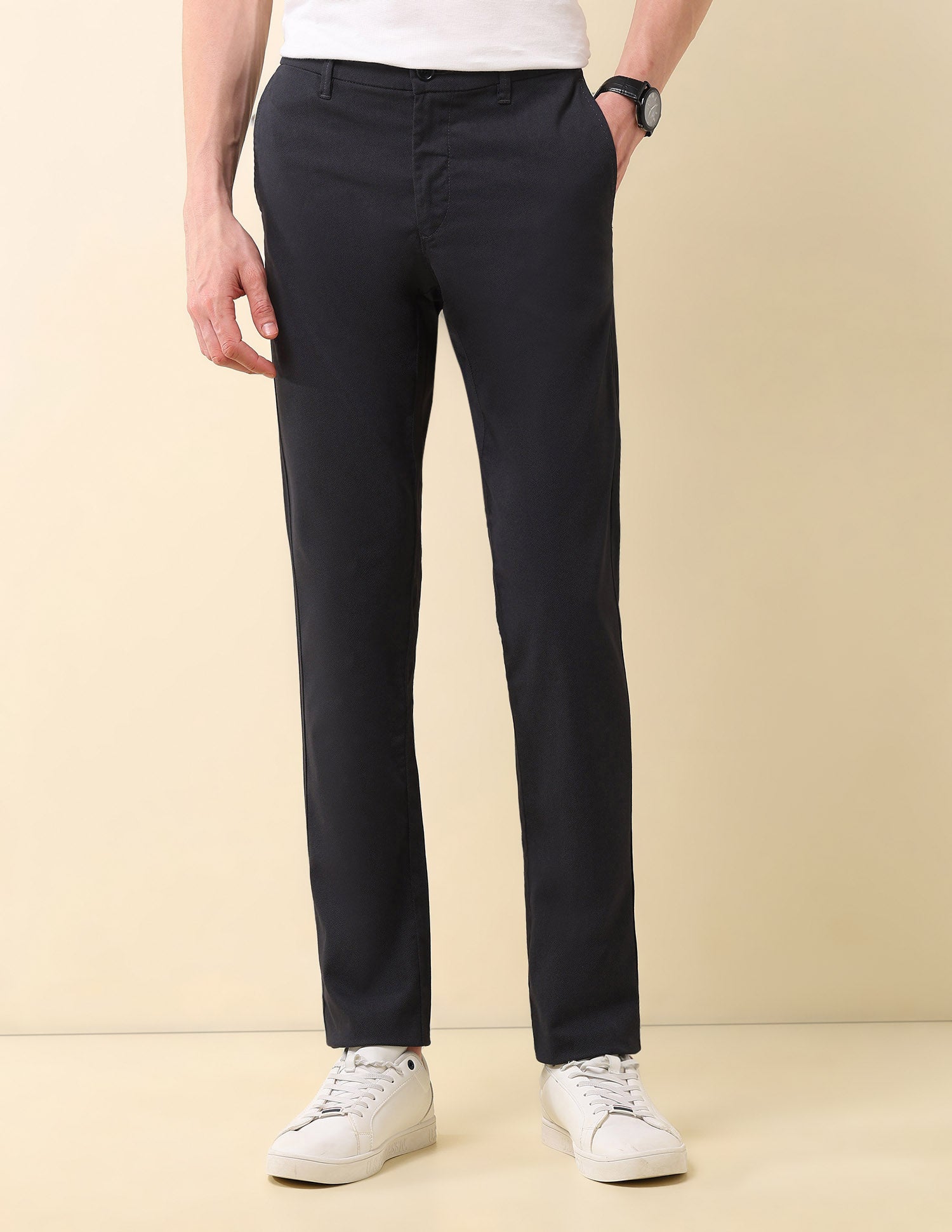 Denver Slim Fit Twill Trousers Black - U.S. Polo Assn. India | Large