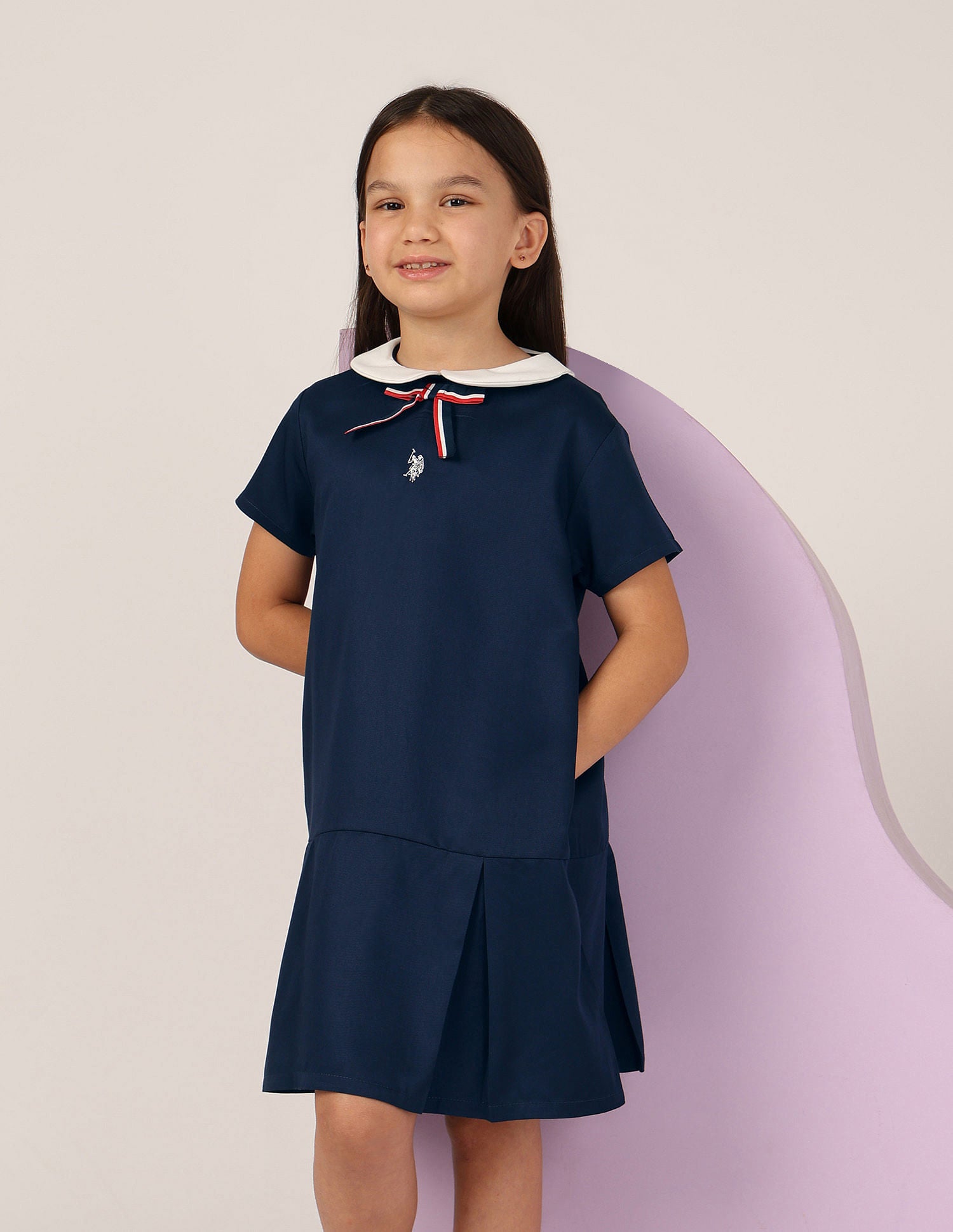 Girls Peter Pan Collar A-Line Dress