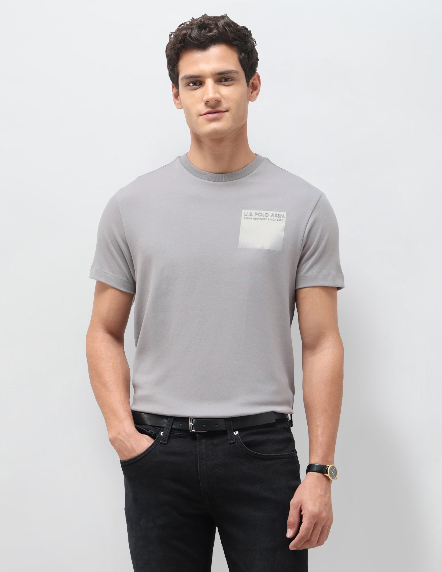 Solid Slim Fit T-Shirt Grey - U.S. Polo Assn. India | Large