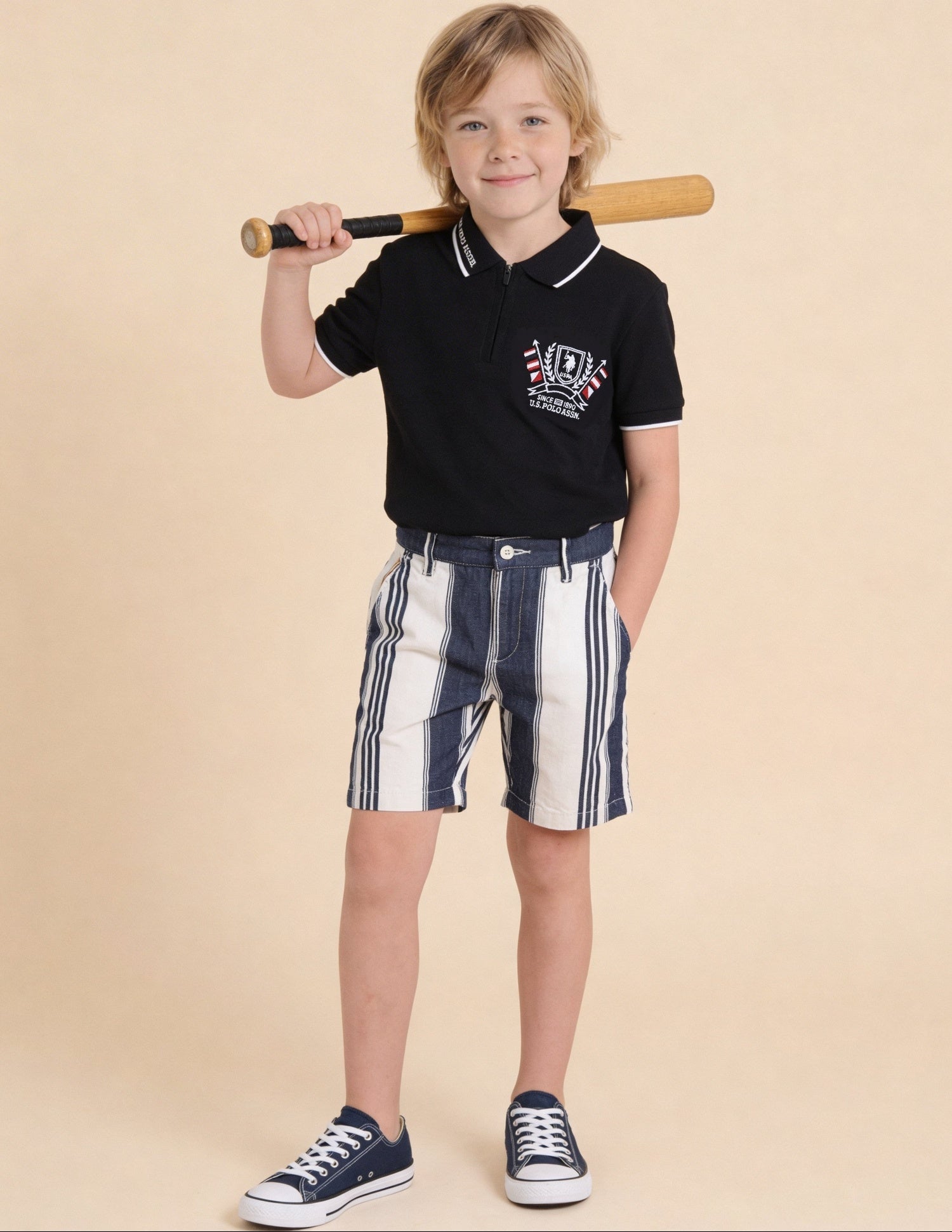 Vertical Striped Relaxed Fit Shorts