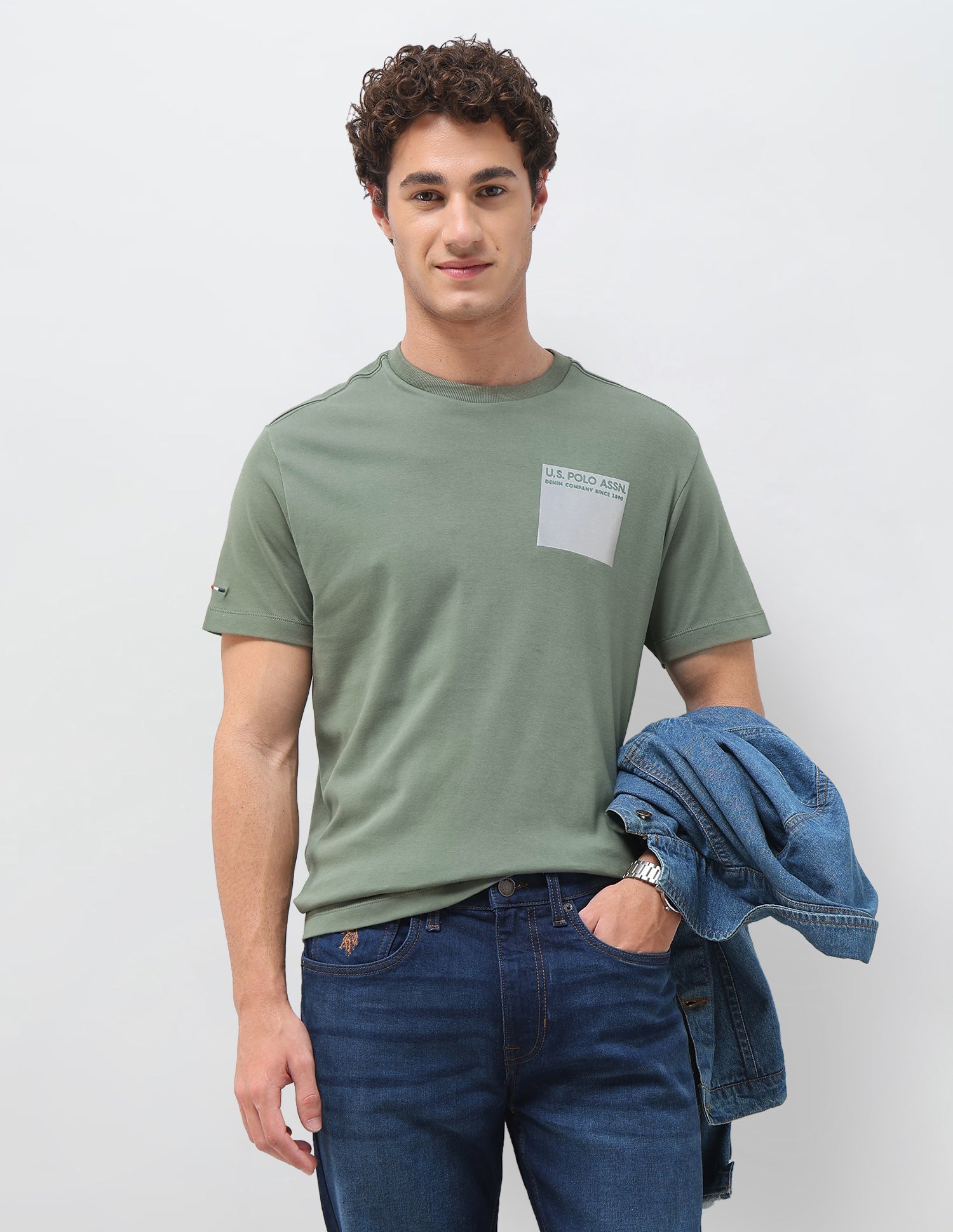 Solid Slim Fit T-Shirt Green - U.S. Polo Assn. India | Large