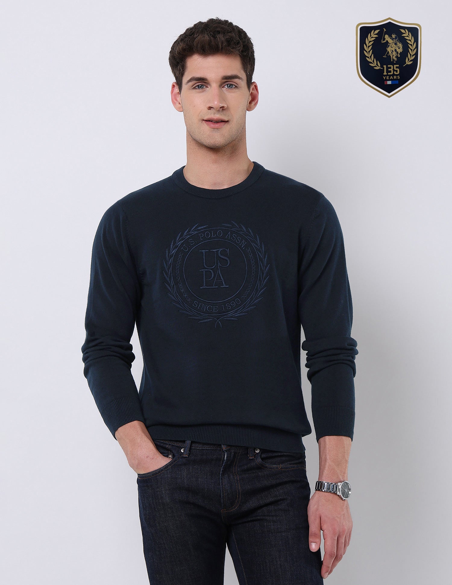 Brand Embroidered Regular Fit Sweater