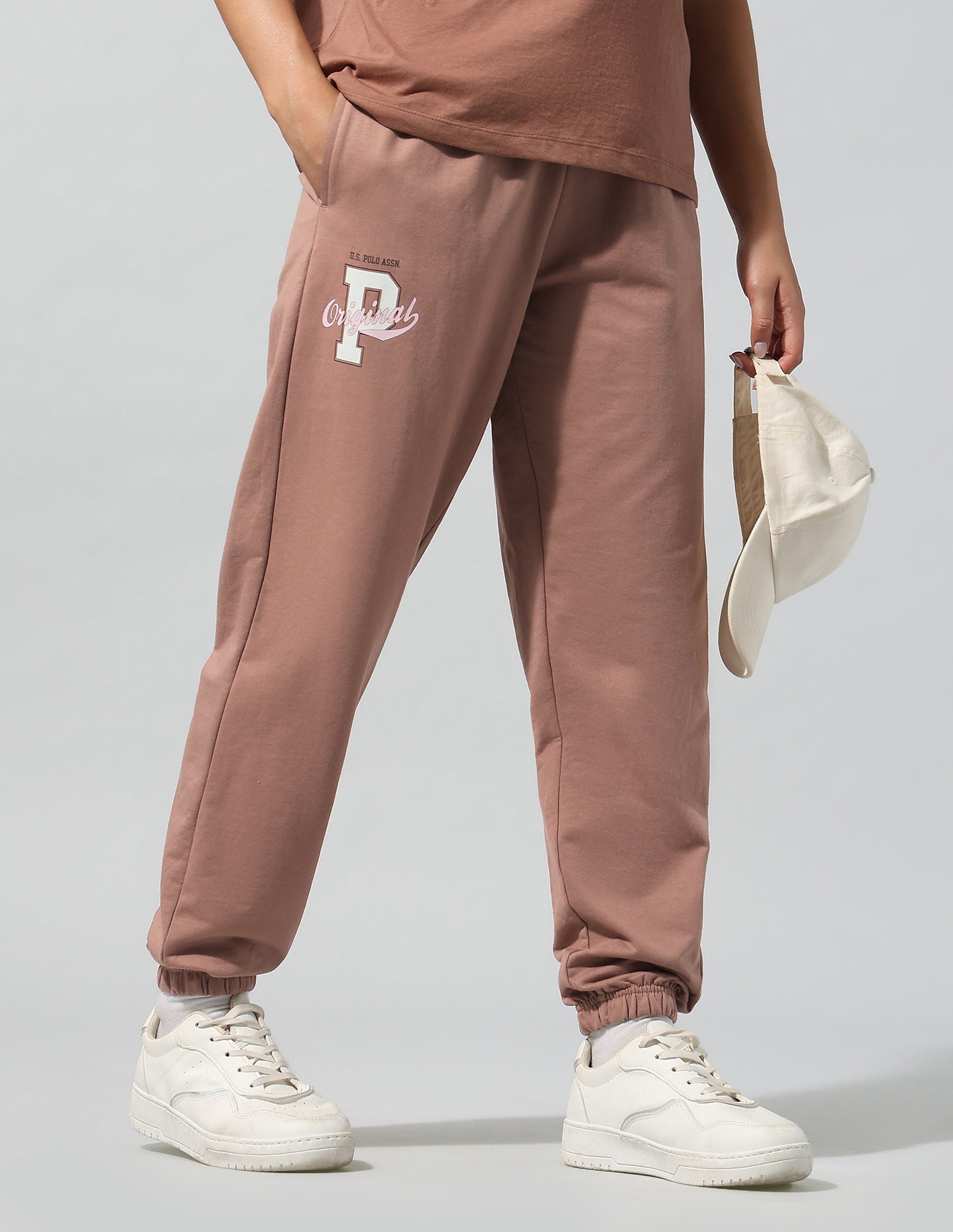High Rise Solid Joggers Brown - U.S. Polo Assn. India | Large