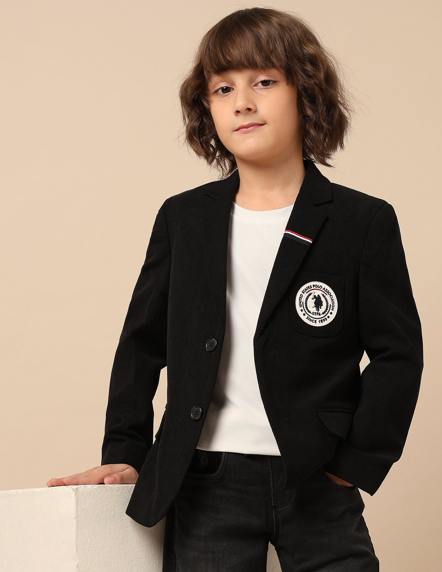 Boys Solid Regular Fit Blazer