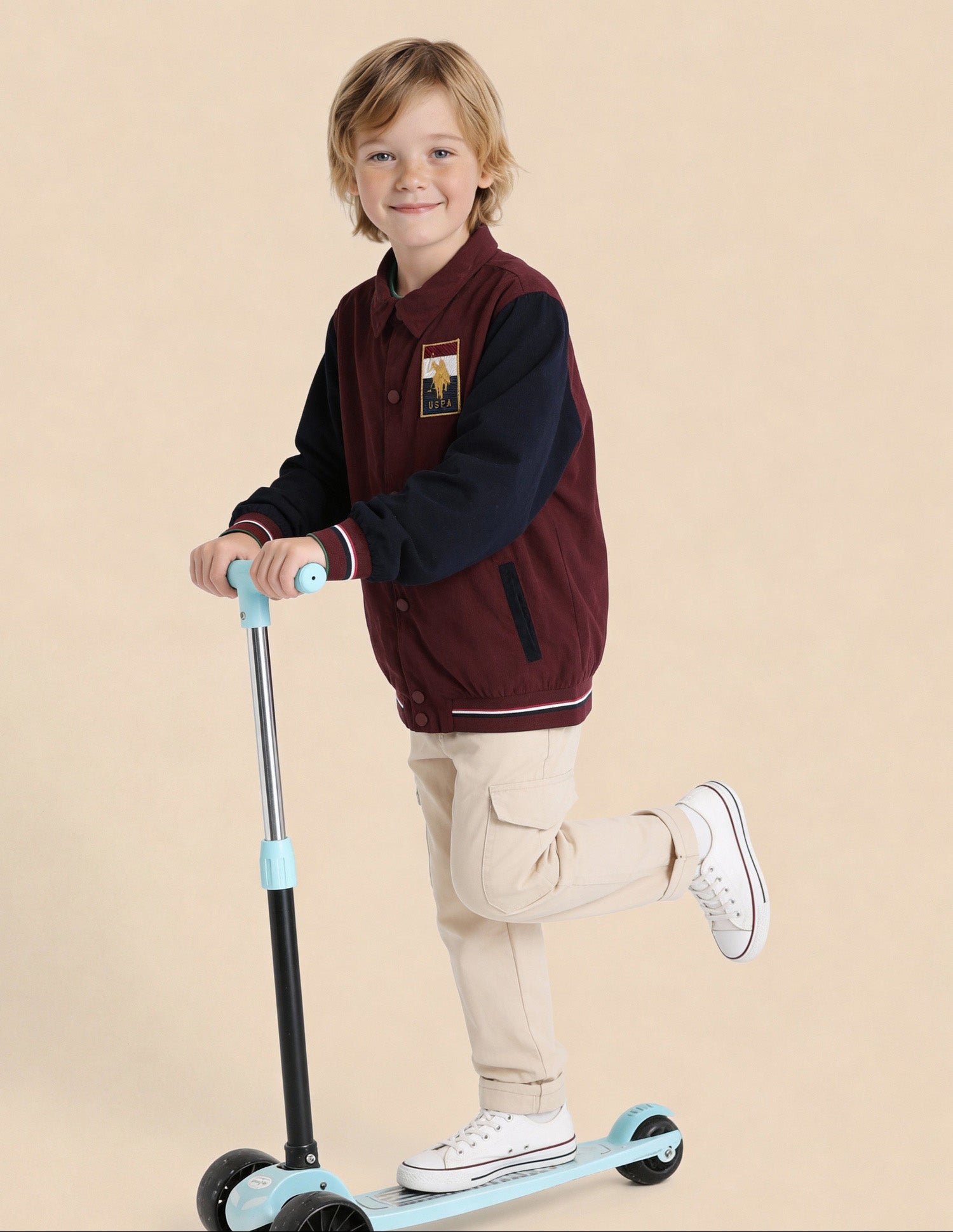 Boys Colourblocked Brand Embroidered Reversible Jacket