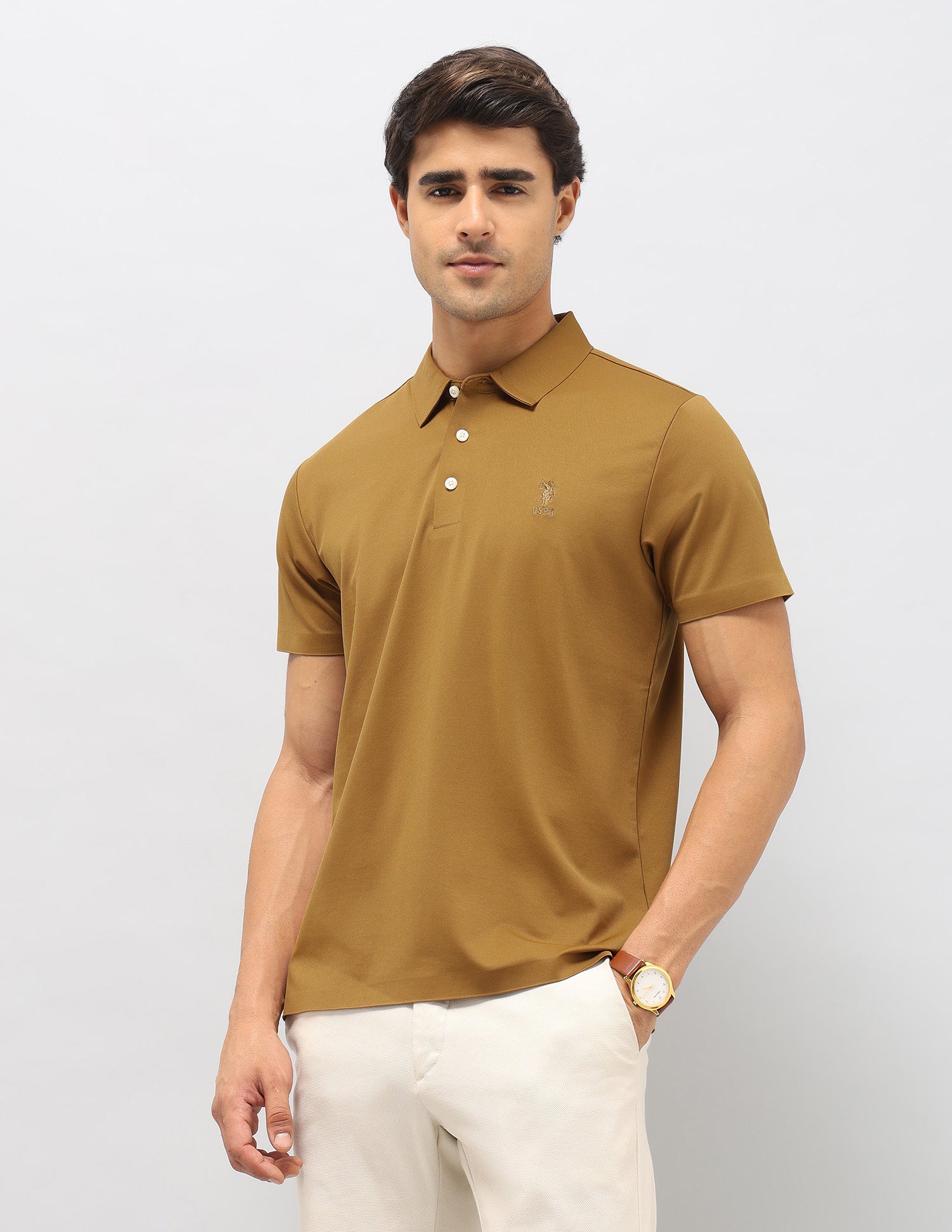 Slim Fit Solid Polo Shirt Brown - U.S. POLO ASSN. | Large