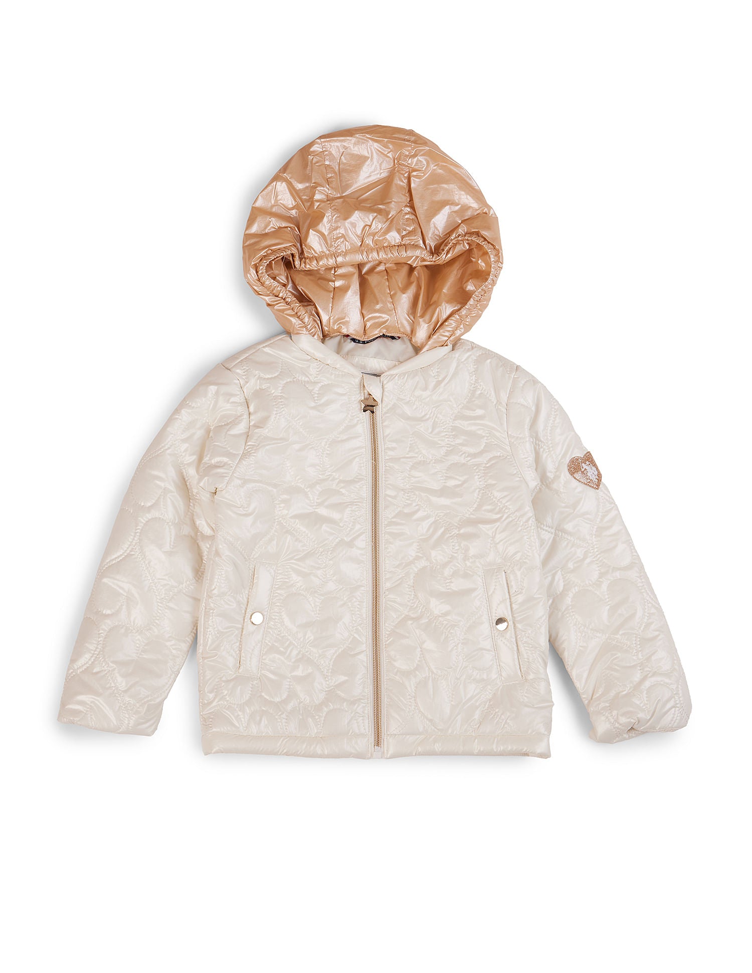 Girls Detachable Hood Quilted Jacket