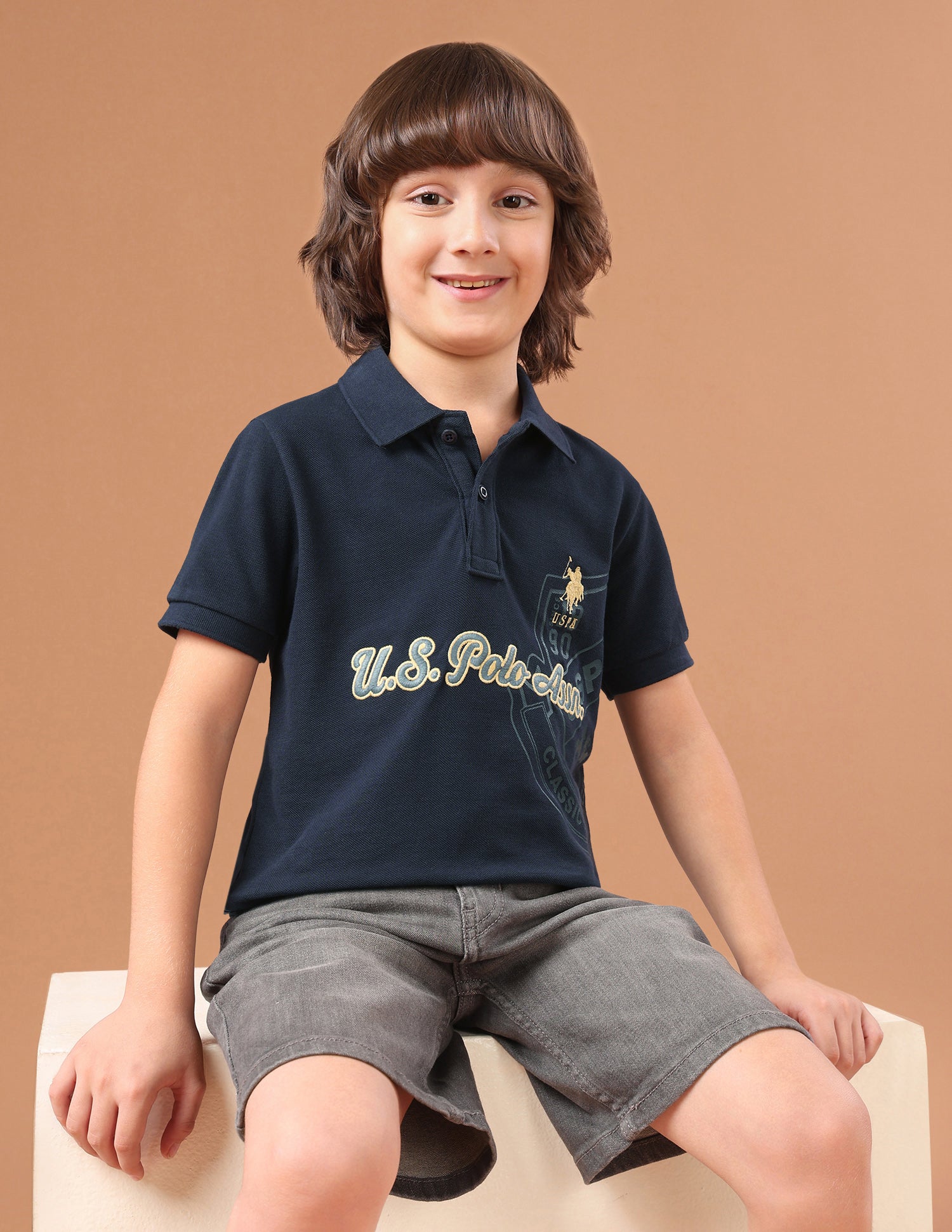 Graphic Brand Embroidered Regular Fit Polo Shirt Navy - U.S. Polo Assn. India | Large
