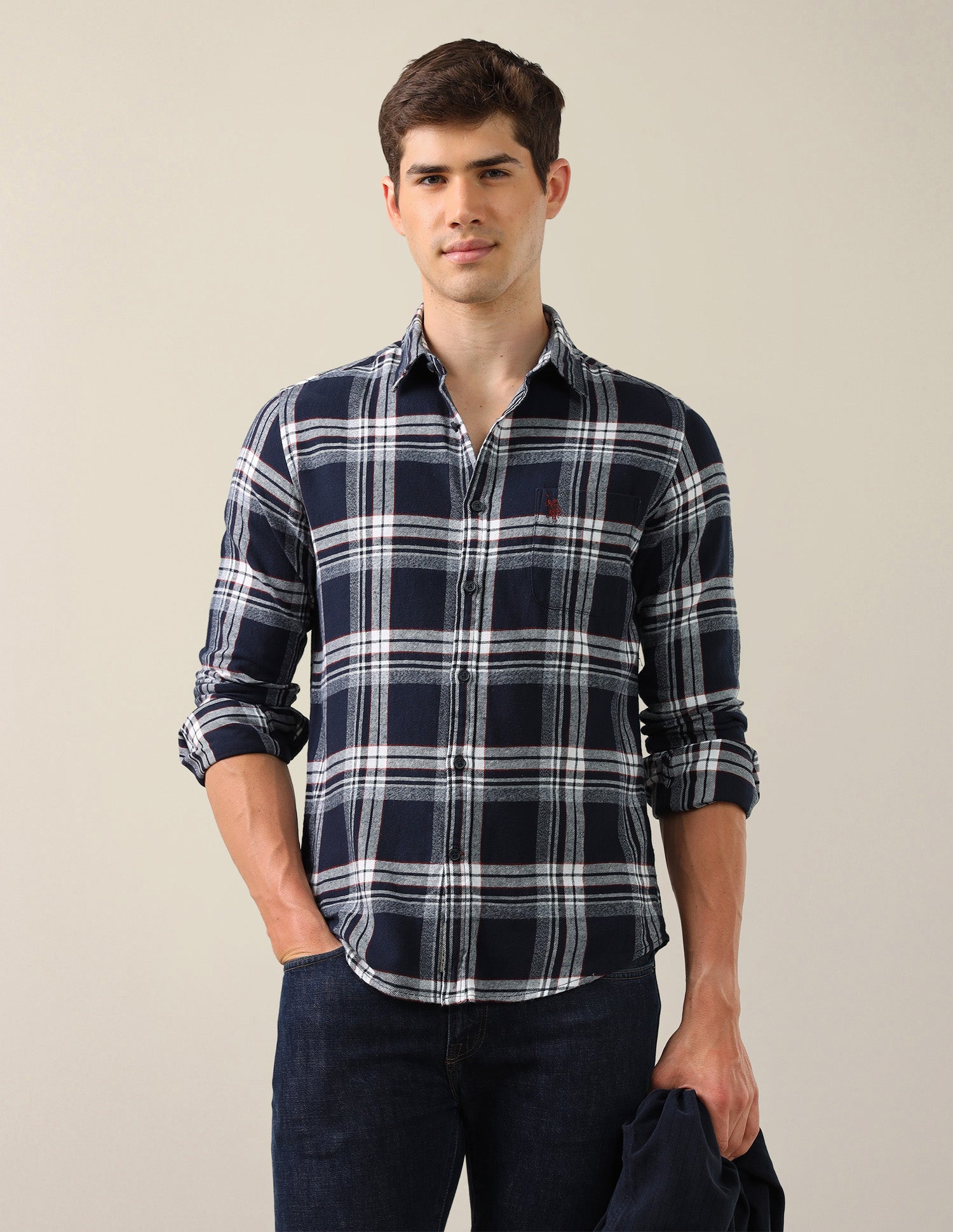 Twill Regular Fit Shirt Navy - U.S. Polo Assn. India | Large