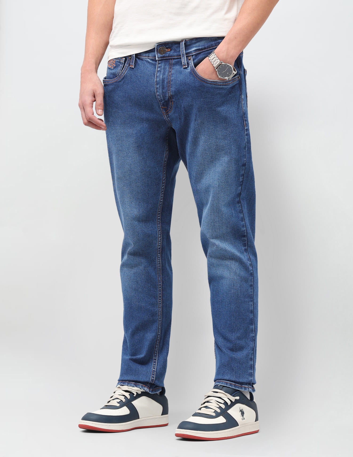 Solid Slim Fit Jeans Blue - U.S. Polo Assn. India | Large