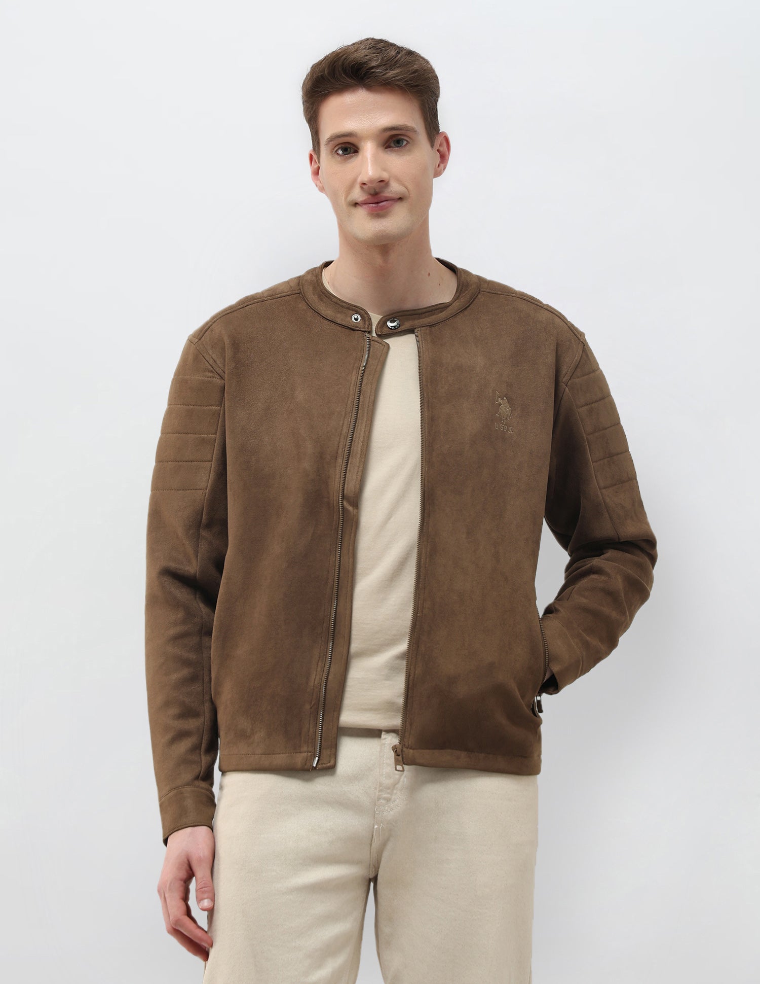 Solid Regular Fit Biker Jacket